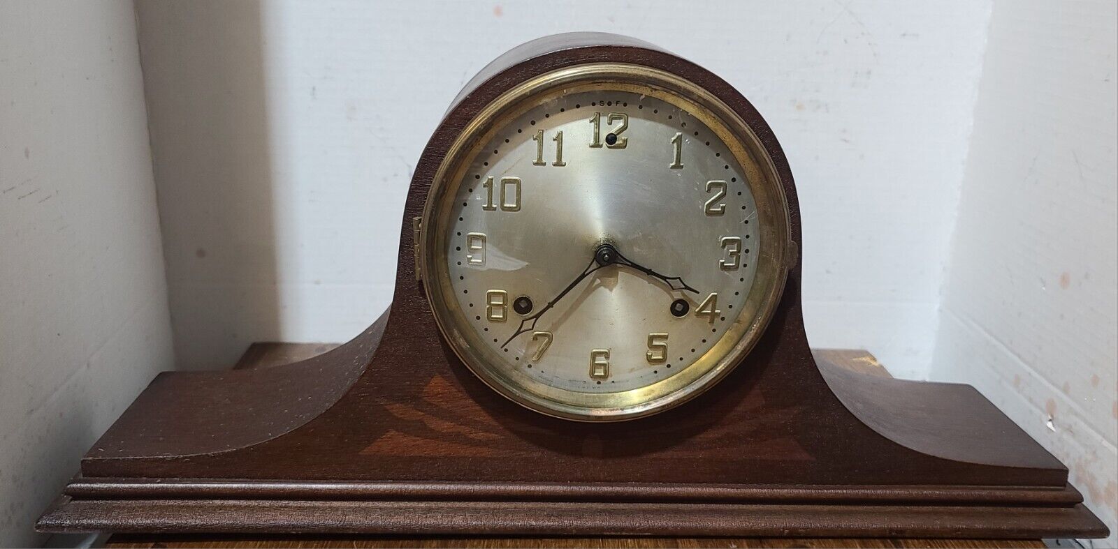 Waterbury 8 Day Tambour Mechanical Mantel Clock DuoTone Chime