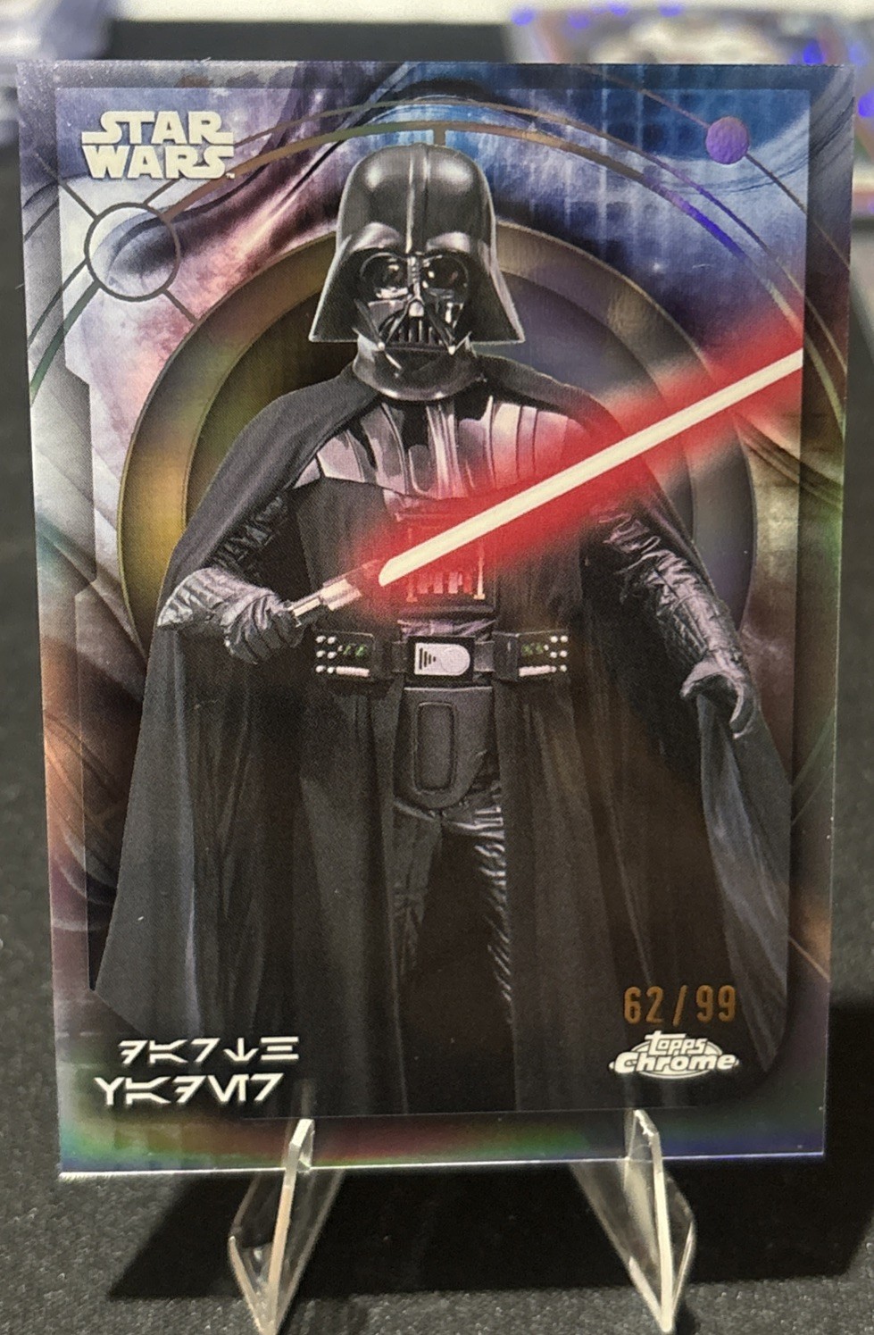 2026 Topps Chrome Star Wars Darth Vader Aurebesh Variation AURE-176 SSP #62/99 2026 Topps Chrome Star Wars Darth Vader Aurebesh Variation AURE-176 SSP #62/99