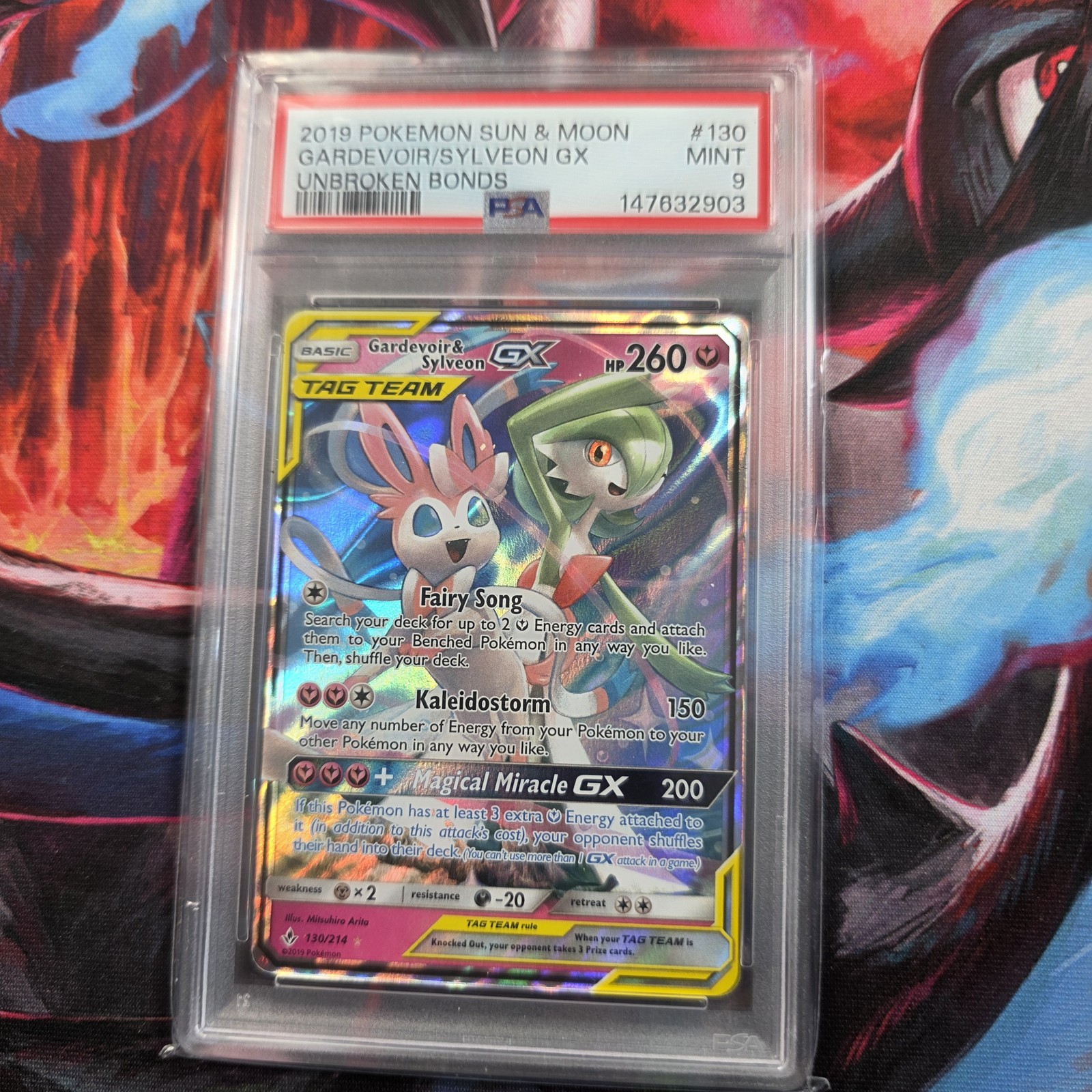Pokemon Gardevoir & Sylveon GX Tag Team PSA 9 Unbroken Bonds 130 Holo Card Pokemon Gardevoir & Sylveon GX Tag Team PSA 9 Unbroken Bonds 130 Holo Card