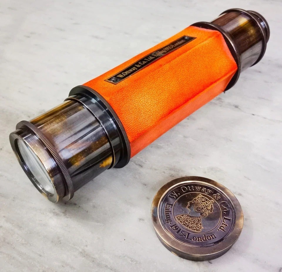 Brass Leather Spyglass Telescope Antique Finish 20" Nautical Decor Gift Brass Leather Spyglass Telescope Antique Finish 20" Nautical Decor Gift