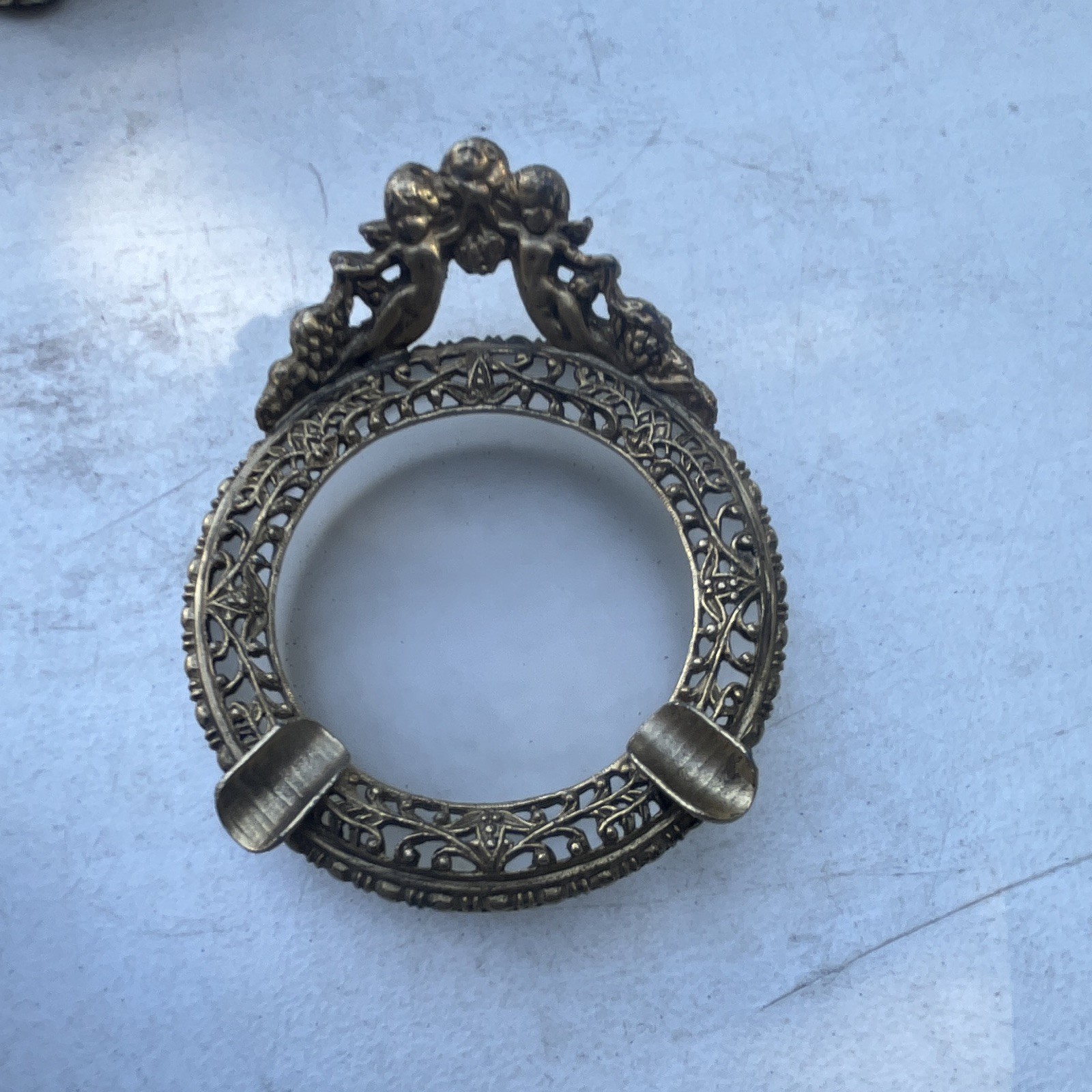 Vintage Brass And Smoked Glass Ashtray Vintage Brass And Smoked Glass Ashtray