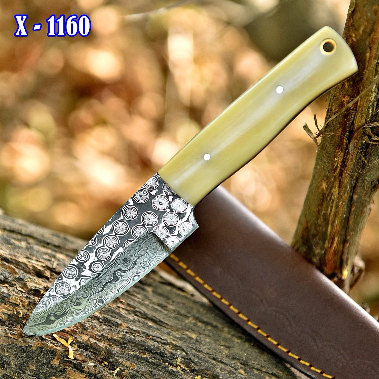 Custom Handmade Rain Damascus Steel Hunting Fix Blade Knife Camel Bone Handle Custom Handmade Rain Damascus Steel Hunting Fix Blade Knife Camel Bone Handle