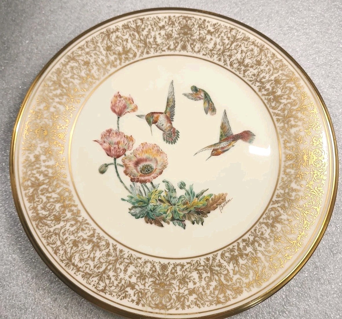 Lenox Boehm Birds Rufous Hummingbird Collector Plate Limited Ed. 1974 Gold Trim Lenox Boehm Birds Rufous Hummingbird Collector Plate Limited Ed. 1974 Gold Trim