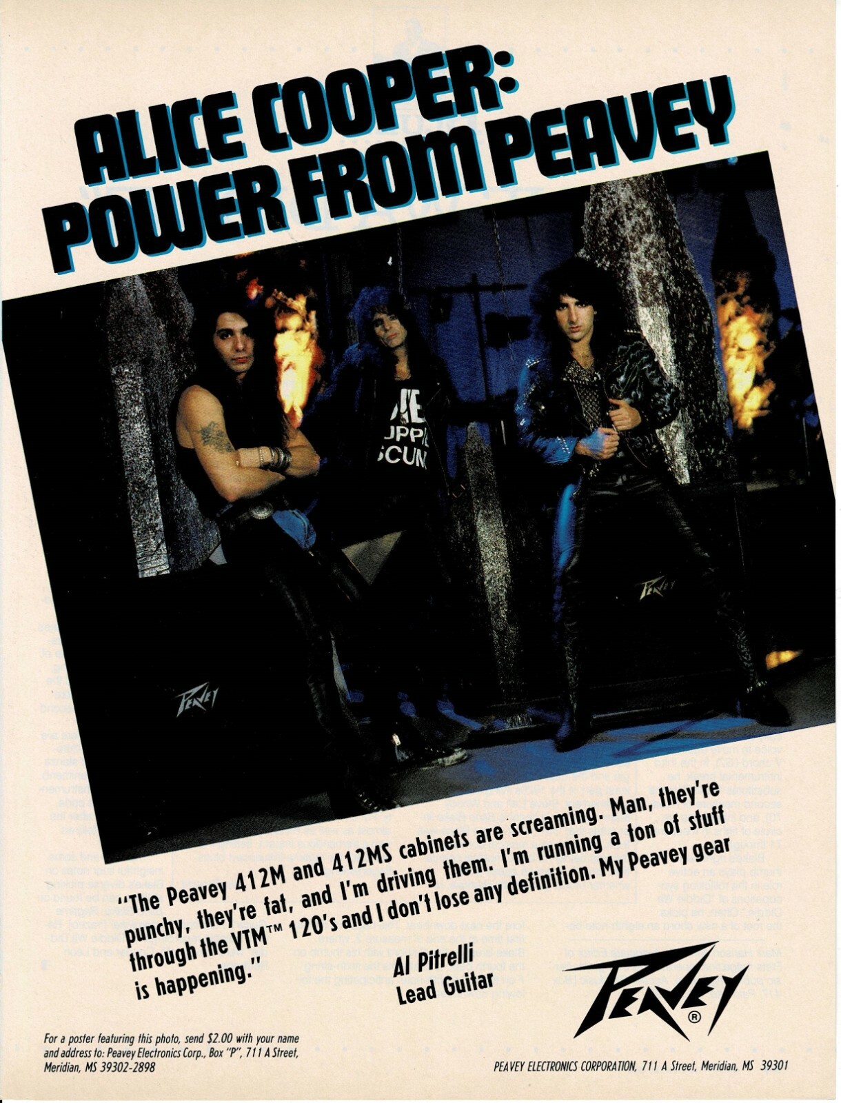 Al Pitrelli of Alice Cooper - 1990 Print Advertisement Al Pitrelli of Alice Cooper - 1990 Print Advertisement