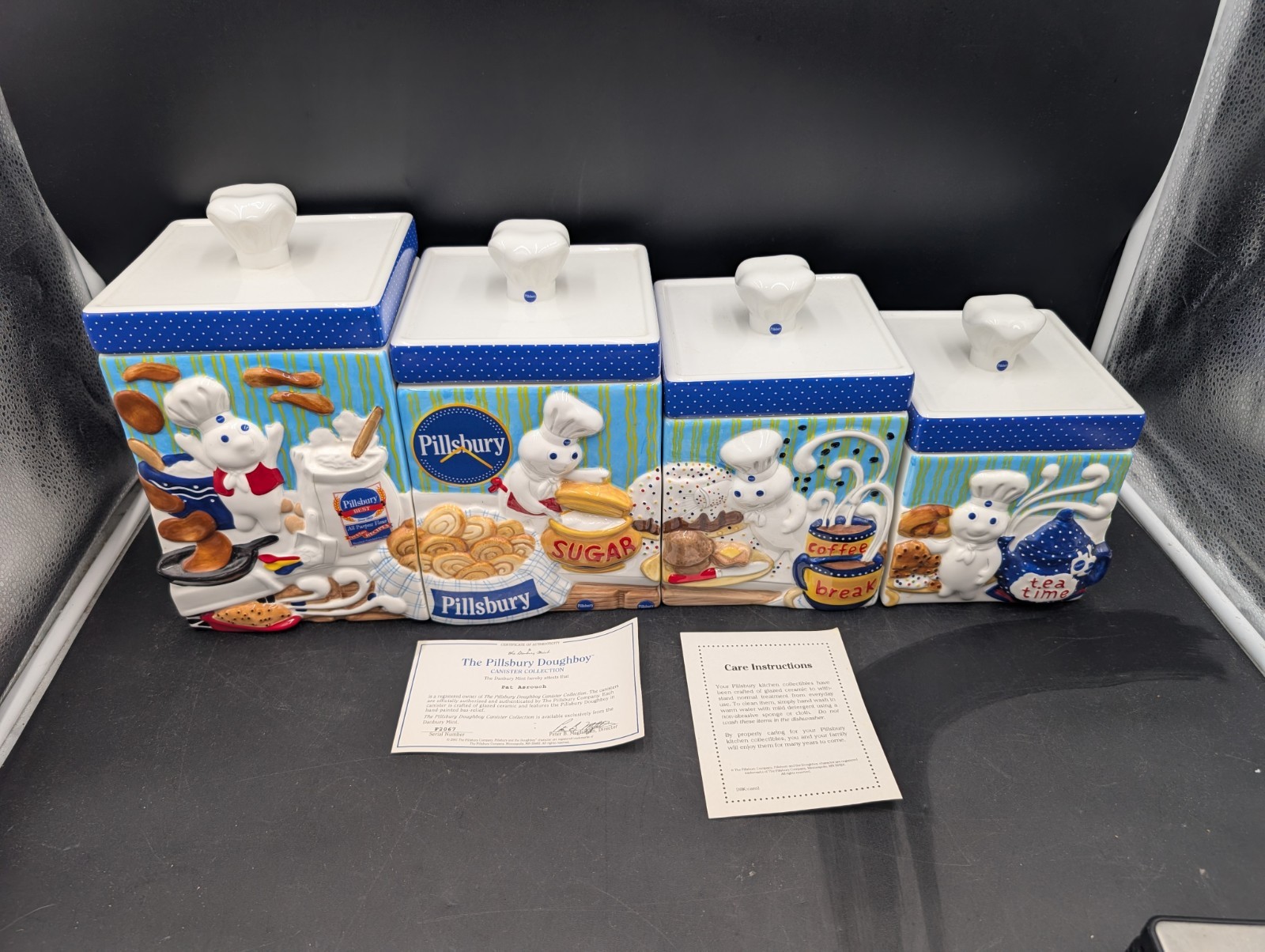 Pillsbury Doughboy Danbury Mint Canister Set 4 Pieces Never Used W Certificate Pillsbury Doughboy Danbury Mint Canister Set 4 Pieces Never Used W Certificate