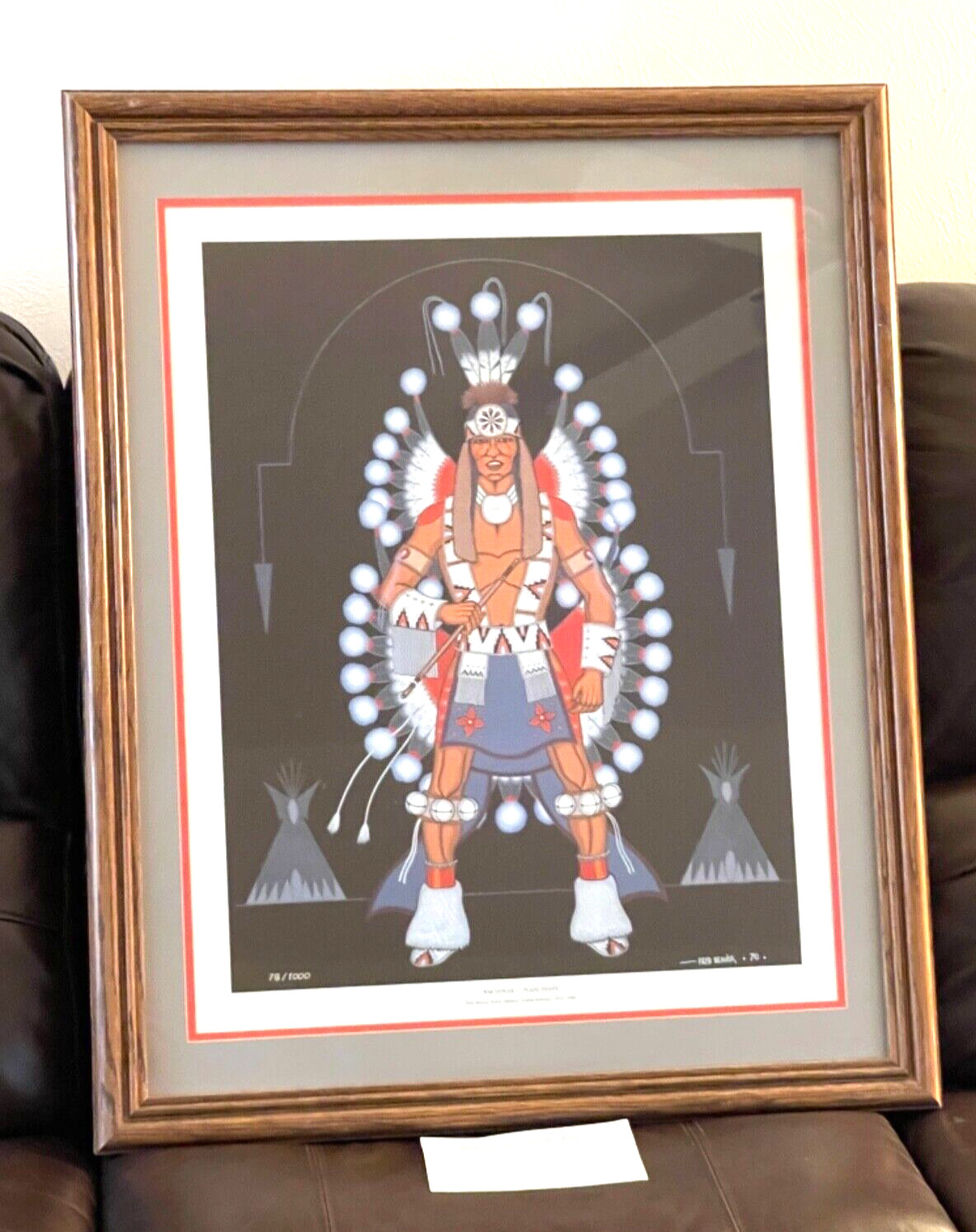 🔥 78/1000 🔥 LARGE 24x30 🔥 COA 1970 FRED BEAVER NATIVE AMERICAN ART WAR DANCER 🔥 78/1000 🔥 LARGE 24x30 🔥 COA 1970 FRED BEAVER NATIVE AMERICAN ART WAR DANCER