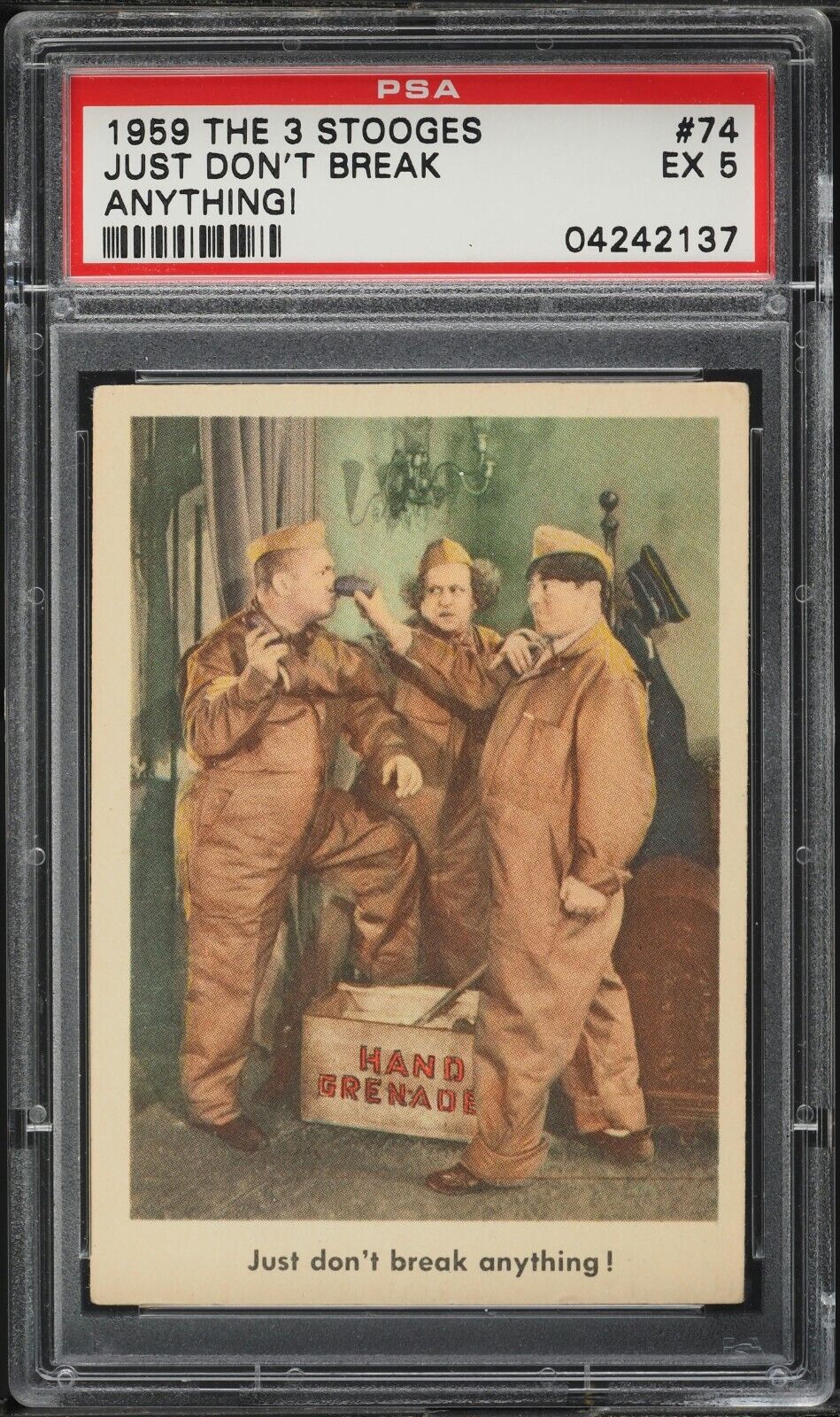 1959 Fleer The 3 Three Stooges Just Don\'t Break Anything #74 PSA 5 EX