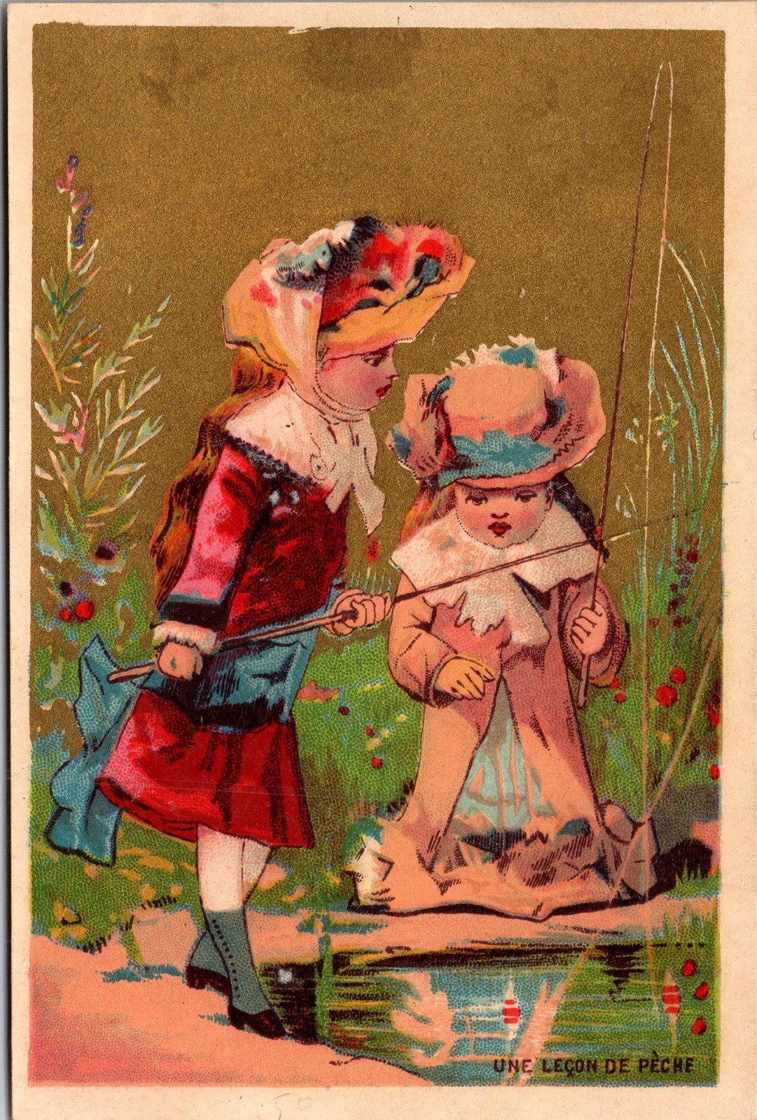 Vintage Little Boy & Girl Fishing Drug, Tobacco, Liquor Hemlock Lakes Trade Card Vintage Little Boy & Girl Fishing Drug, Tobacco, Liquor Hemlock Lakes Trade Card