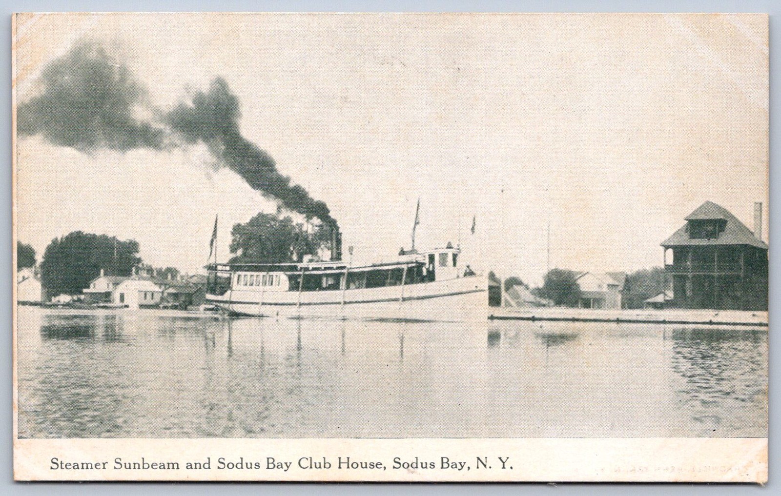 K32/ Sodus Bay New York Postcard c1910 Steamer "Sunbeam" Club House 1521 K32/ Sodus Bay New York Postcard c1910 Steamer "Sunbeam" Club House 1521