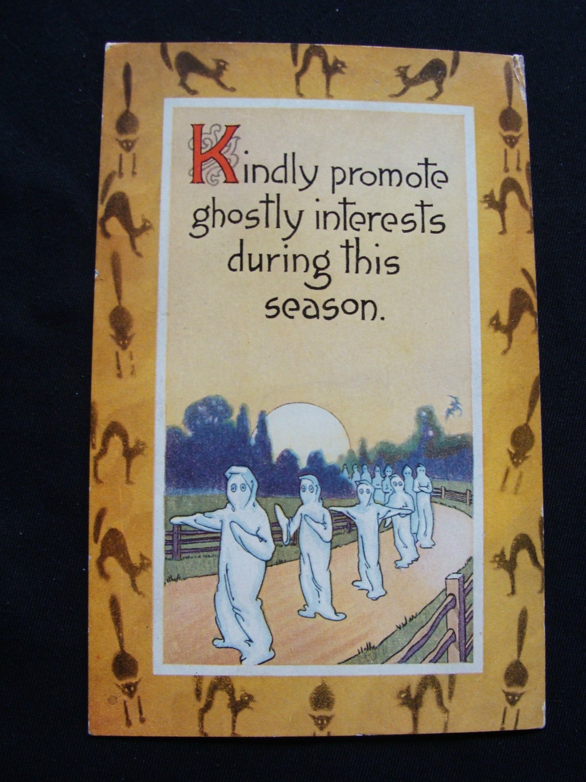 Gibson Vintage Halloween Postcard Ghosts Walking in a Row Gibson Vintage Halloween Postcard Ghosts Walking in a Row