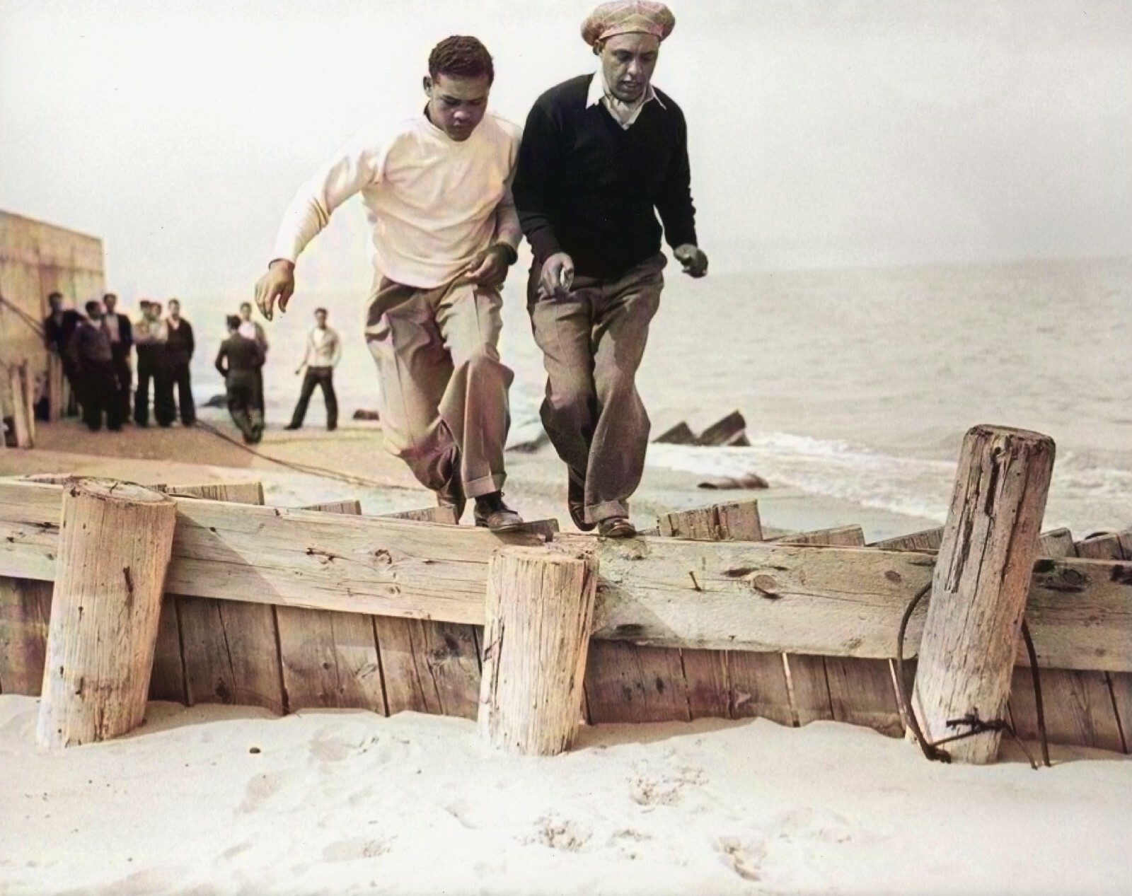 RARE COLOR STILL JOE LOUIS, TRAINING WITH JIM BRADDOCK RARE COLOR STILL JOE LOUIS, TRAINING WITH JIM BRADDOCK