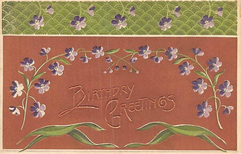 Postcard: Birthday Greetings, DB 1910's, Unposted Postcard: Birthday Greetings, DB 1910's, Unposted