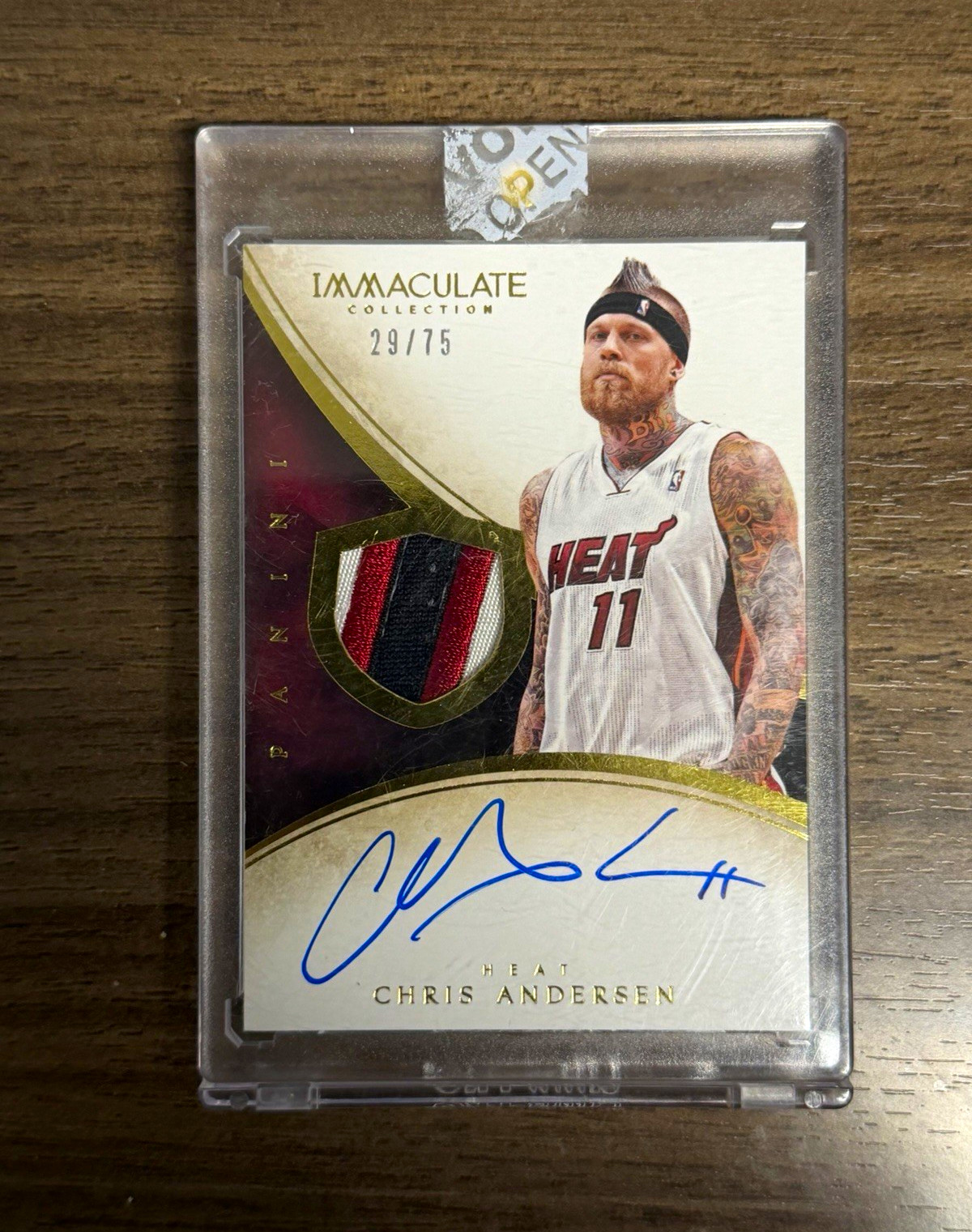 2013-14 Panini Immaculate Chris Andersen Miami Heat Patch Auto /75 2013-14 Panini Immaculate Chris Andersen Miami Heat Patch Auto /75