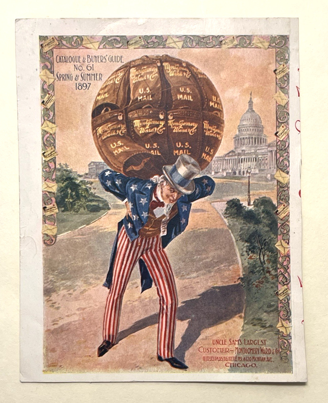 Scarce 1897 Uncle Sam Montgomery Ward Victorian Advertising Patriotic Americana Scarce 1897 Uncle Sam Montgomery Ward Victorian Advertising Patriotic Americana