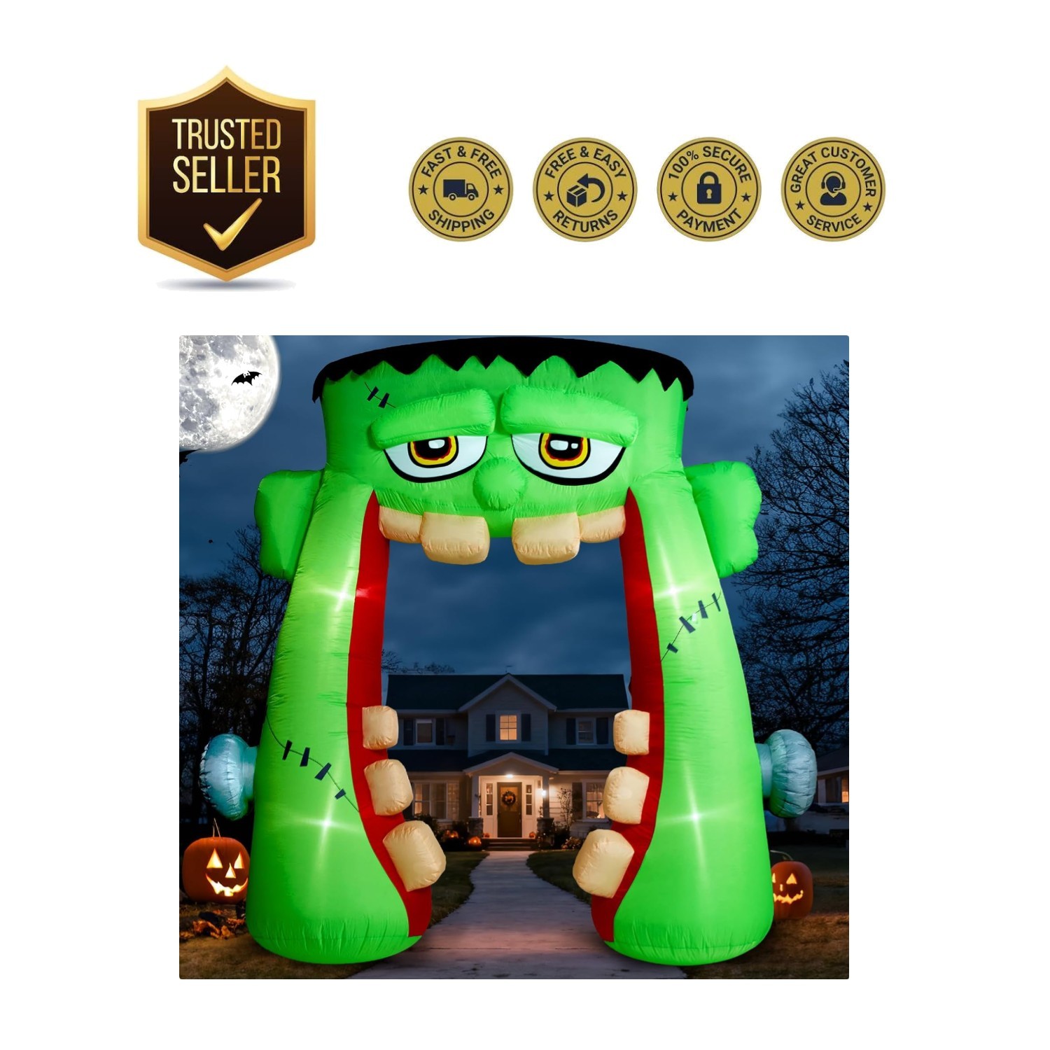 Bring Halloween Magic Home with 10FT Lighted Frankenstein Inflatable Yard Arch