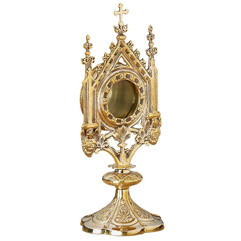 Beautiful Brass Monstrance Cross Reliquary For Church Christian Collectible Beautiful Brass Monstrance Cross Reliquary For Church Christian Collectible