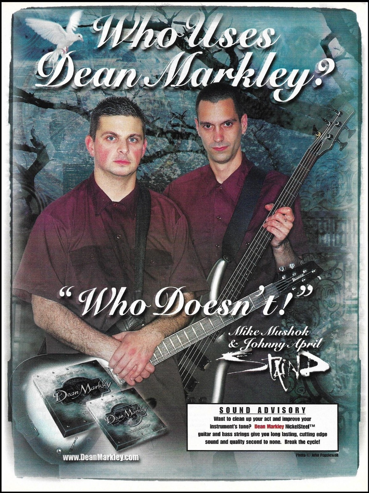 Staind Mike Mushok Johnny April Dean Markley guitar strings 2001 ad print Staind Mike Mushok Johnny April Dean Markley guitar strings 2001 ad print