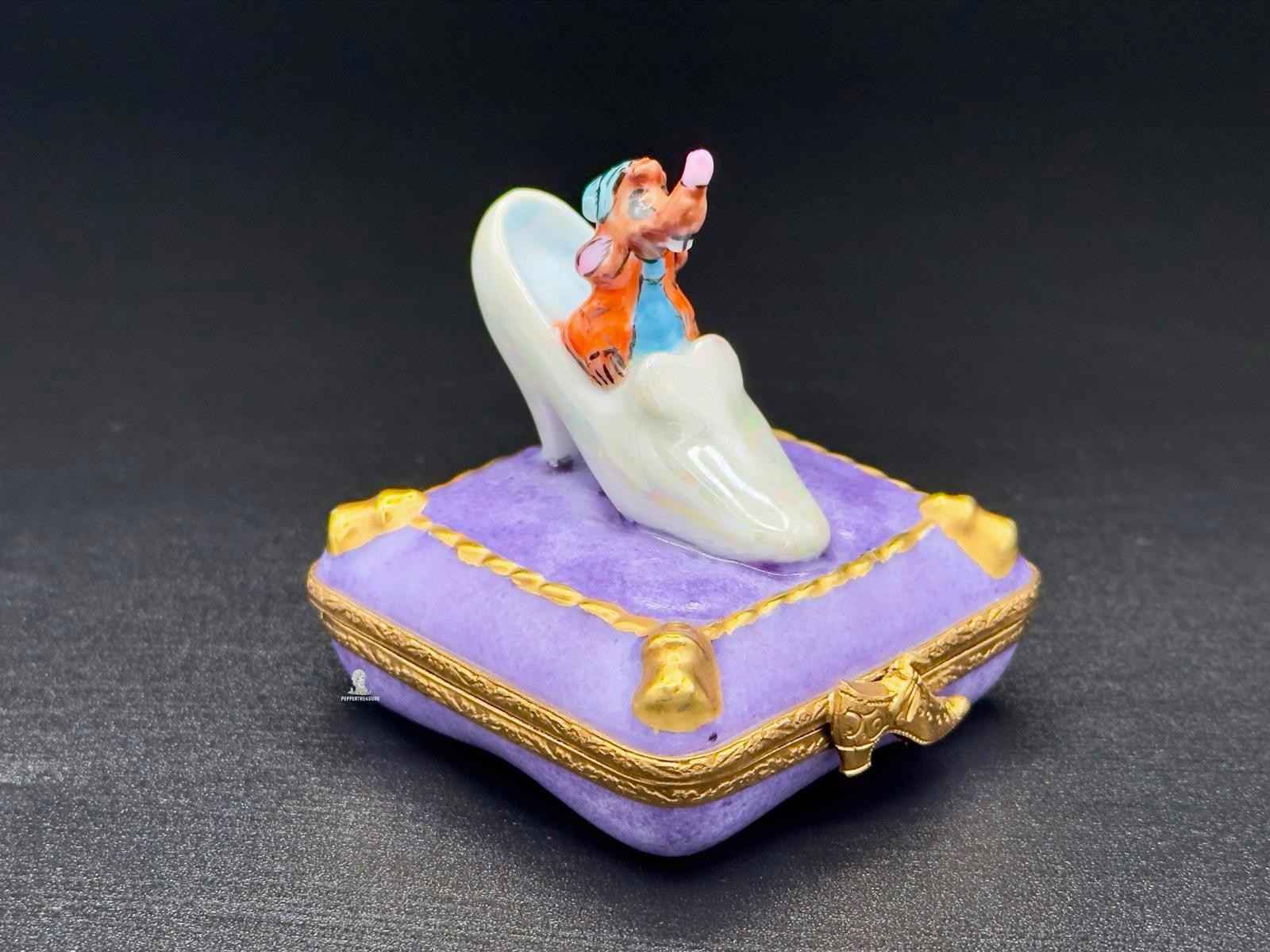 Ultra Rare Disney Cinderella Gus Glass Slipper Peint Main Limoges Trinket Box Ultra Rare Disney Cinderella Gus Glass Slipper Peint Main Limoges Trinket Box