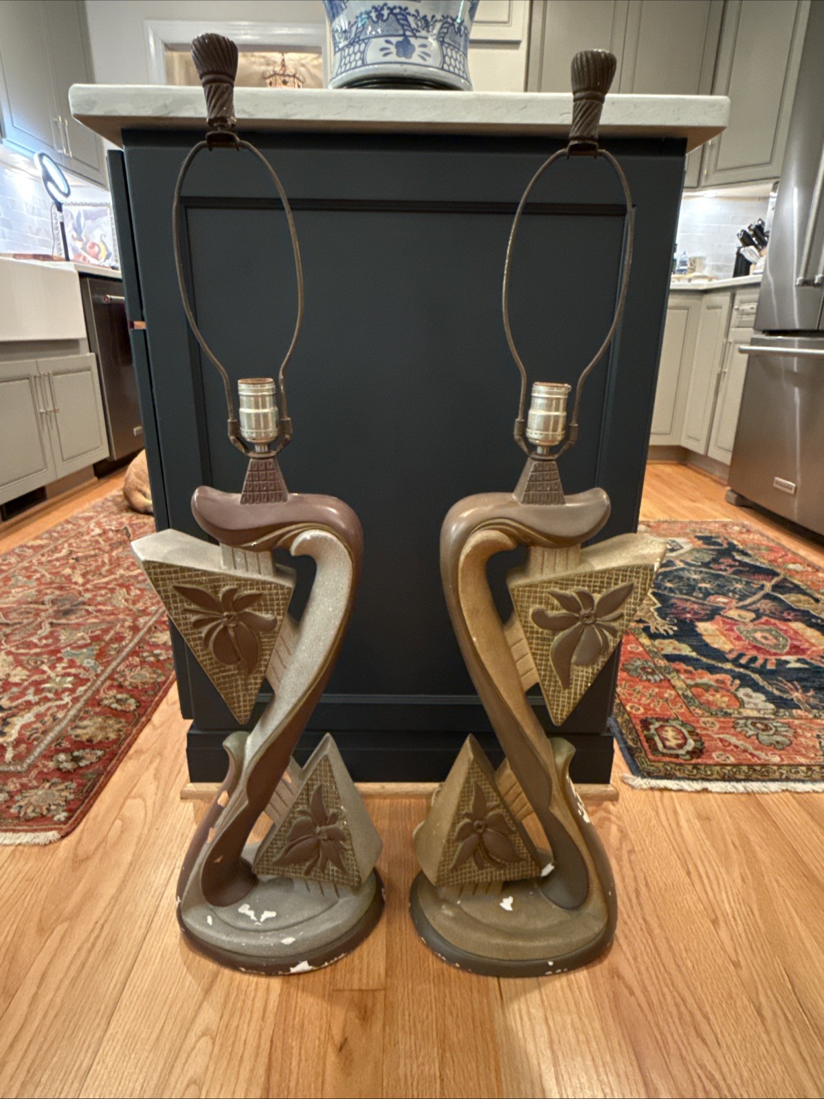Vintage MCM Chalkware Lamps Retro Lamps Home Decorations, (2 Lamps) Large