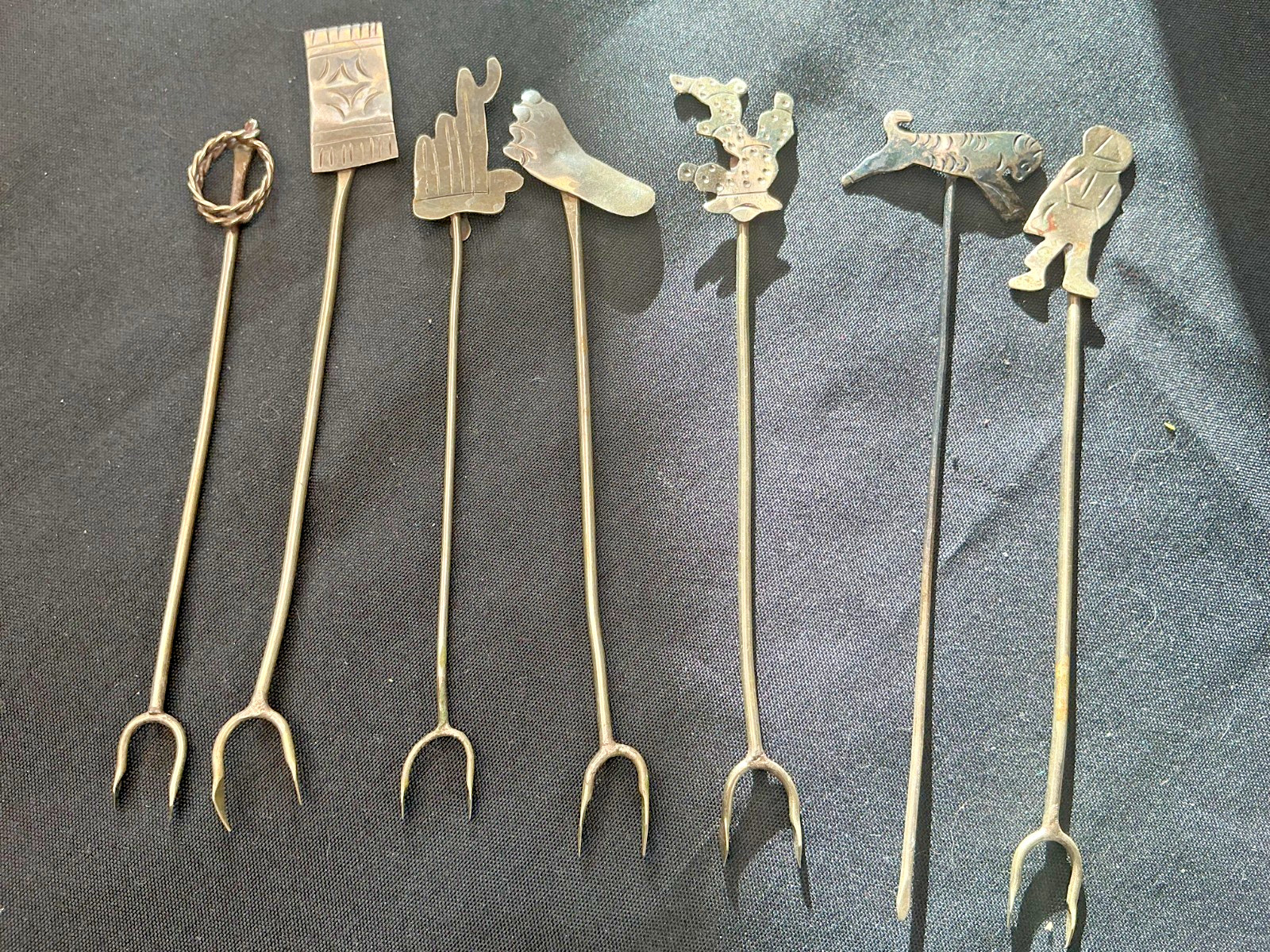 Vintage Mexican Alpaca Cocktail Picks Lot of 14 Incl One .925 Taxco Sterling Vintage Mexican Alpaca Cocktail Picks Lot of 14 Incl One .925 Taxco Sterling