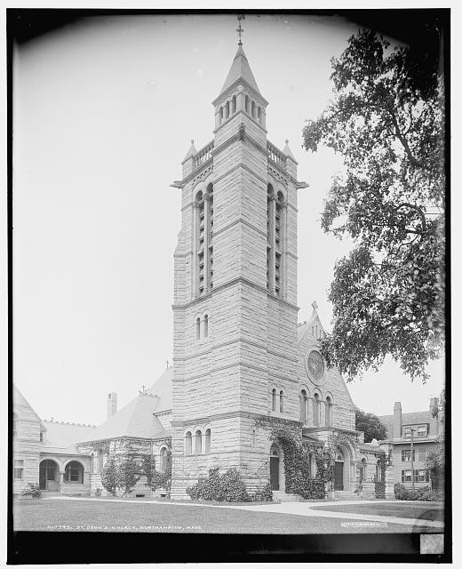 Photo:Northampton Mass St John's Church Tower Gothic Revival 1900s Photo:Northampton Mass St John's Church Tower Gothic Revival 1900s