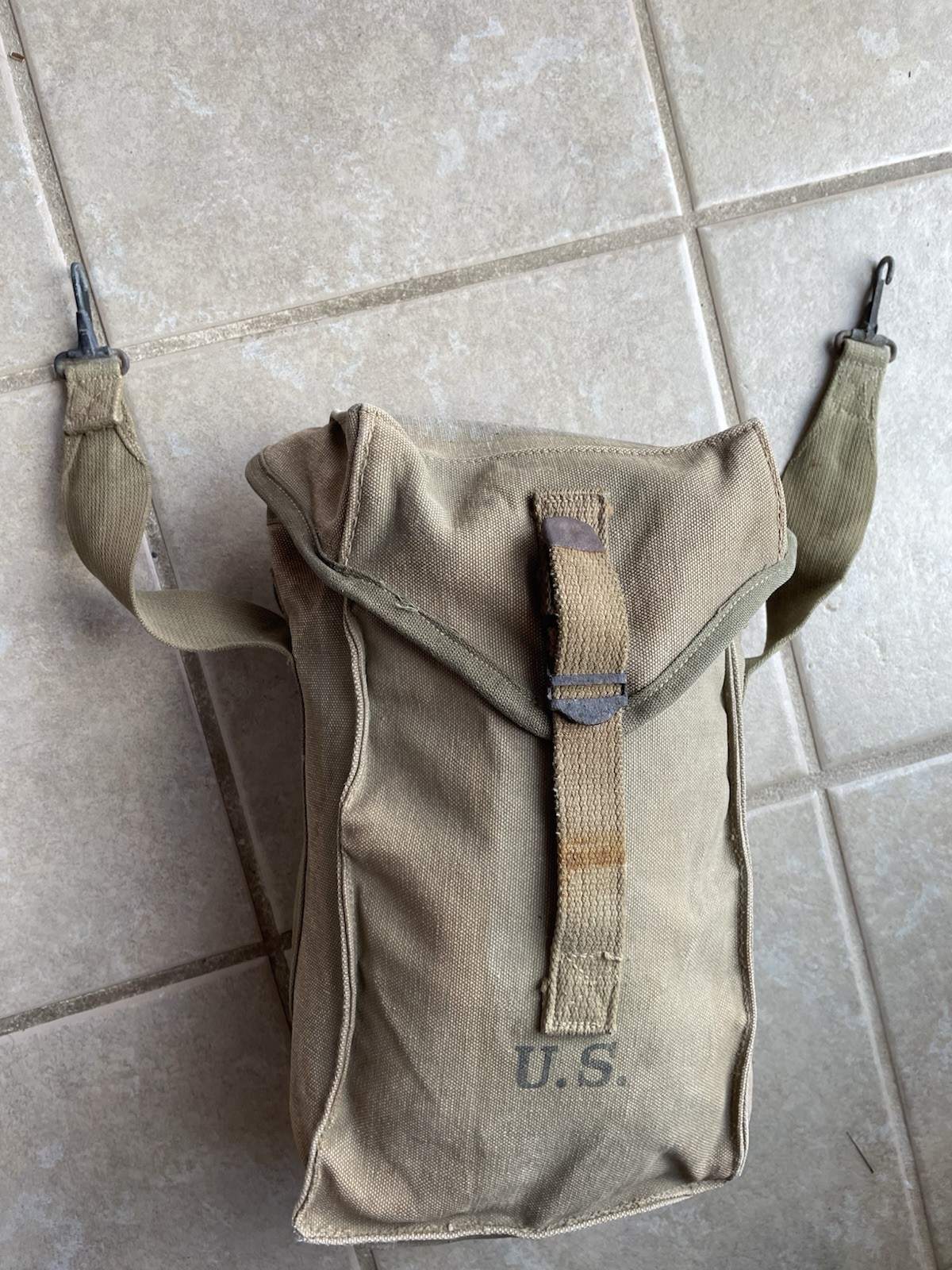 Original WW2 Ammunition Bag General Purpose Dated 1943 GP Bag OD#3 Khaki Used Original WW2 Ammunition Bag General Purpose Dated 1943 GP Bag OD#3 Khaki Used