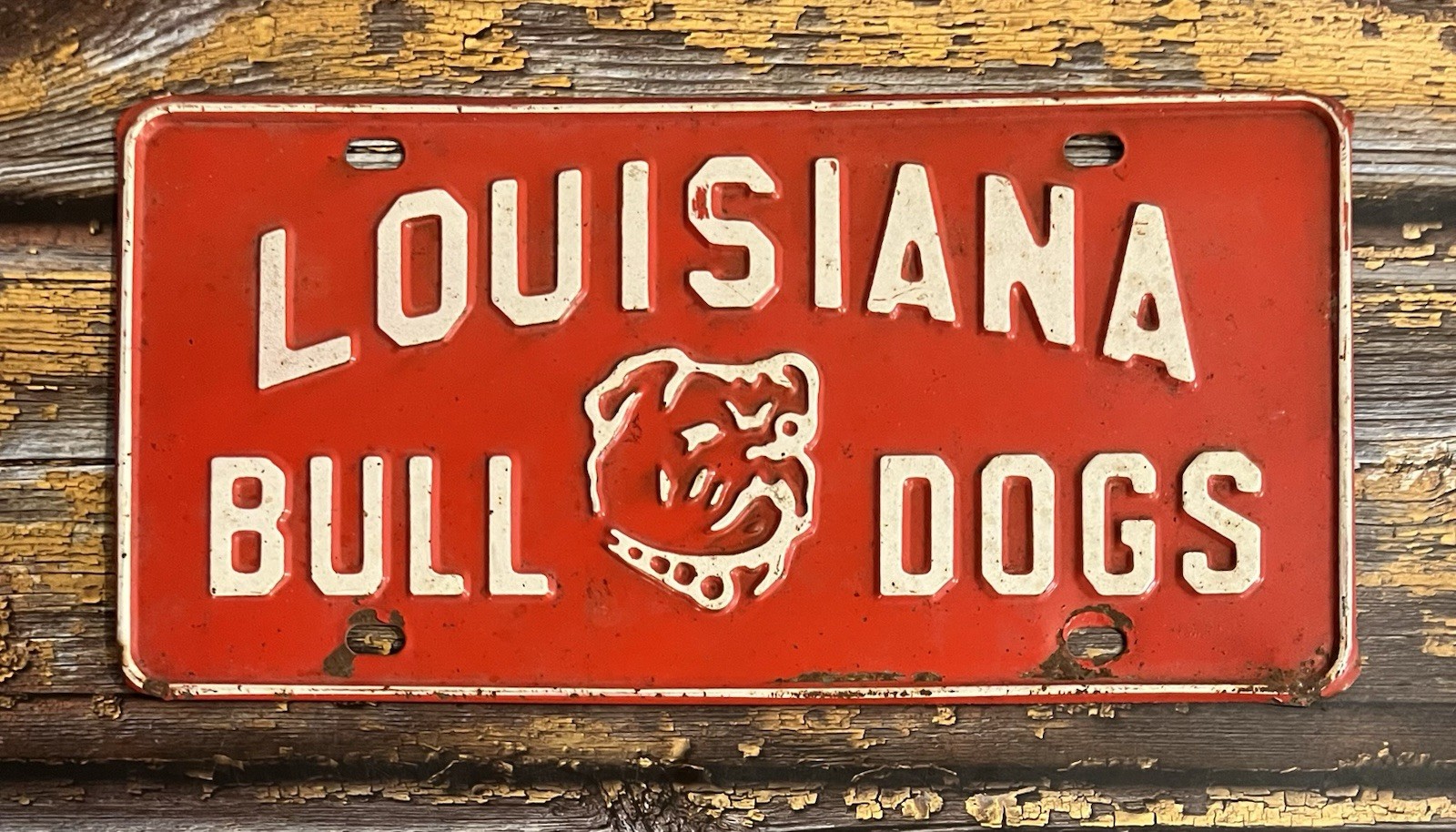 Vintage 1950s 60s Louisiana Missouri Bull Dogs High School Booster License Plate Vintage 1950s 60s Louisiana Missouri Bull Dogs High School Booster License Plate