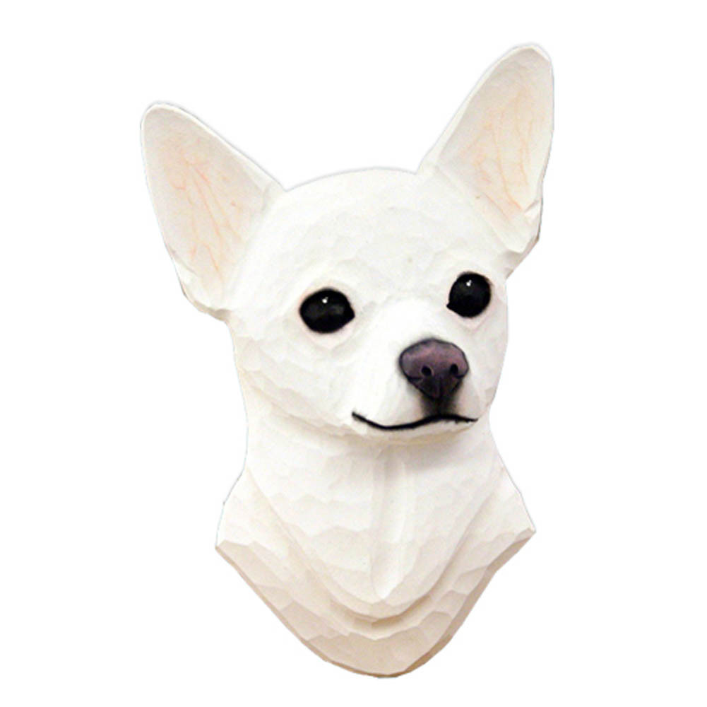 Chihuahua Head Plaque Figurine White Chihuahua Head Plaque Figurine White