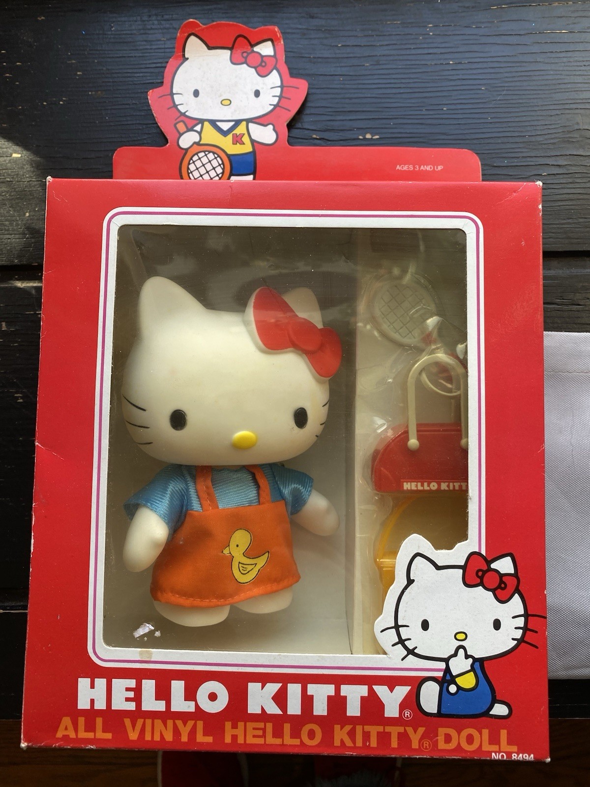 Vintage 1984 Sanrio Hello Kitty All Vinyl Doll #8494 Original Box Accessories