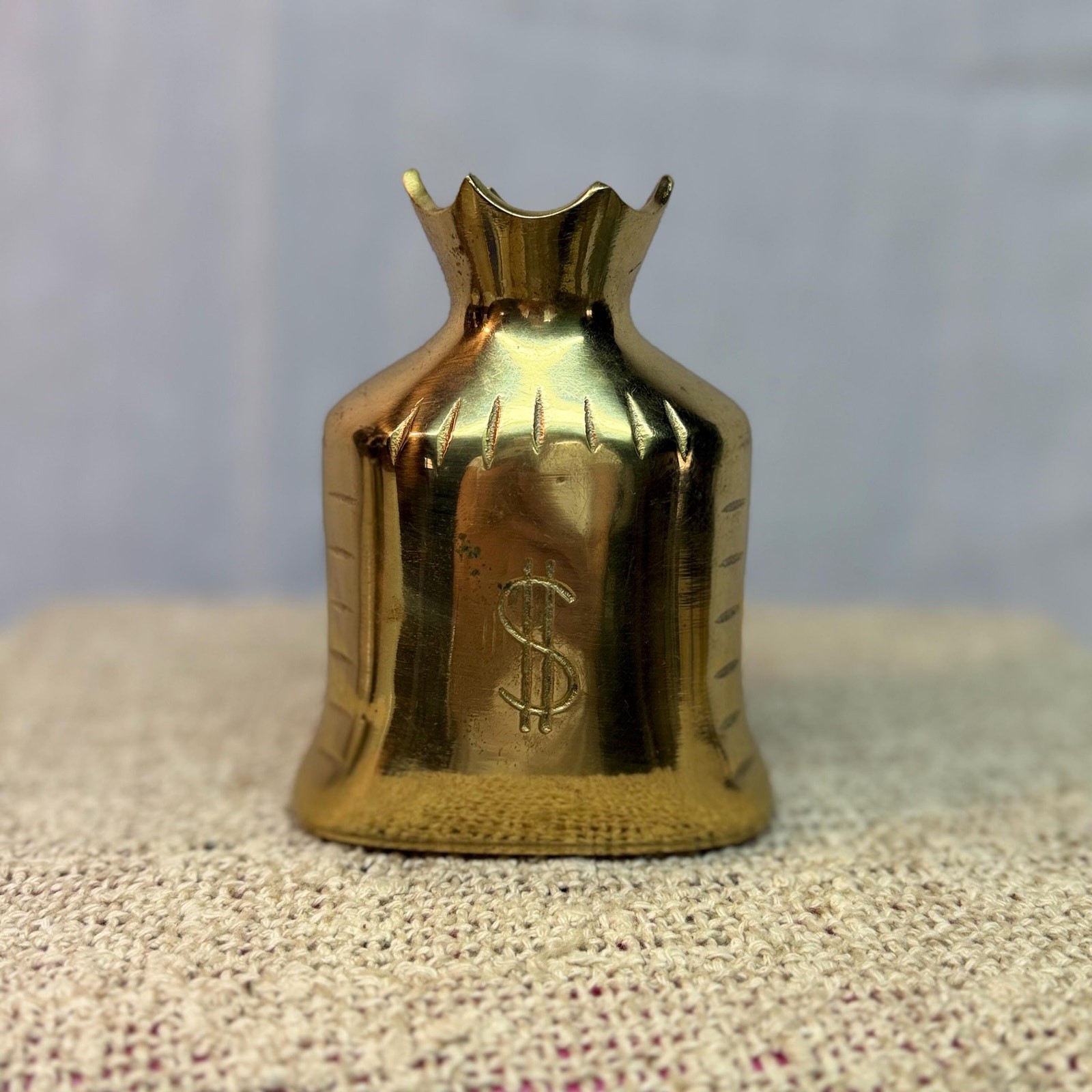 Vintage Skippy Peanut Butter Advertising Brass Money Bag Bank Promo Paperweight Vintage Skippy Peanut Butter Advertising Brass Money Bag Bank Promo Paperweight