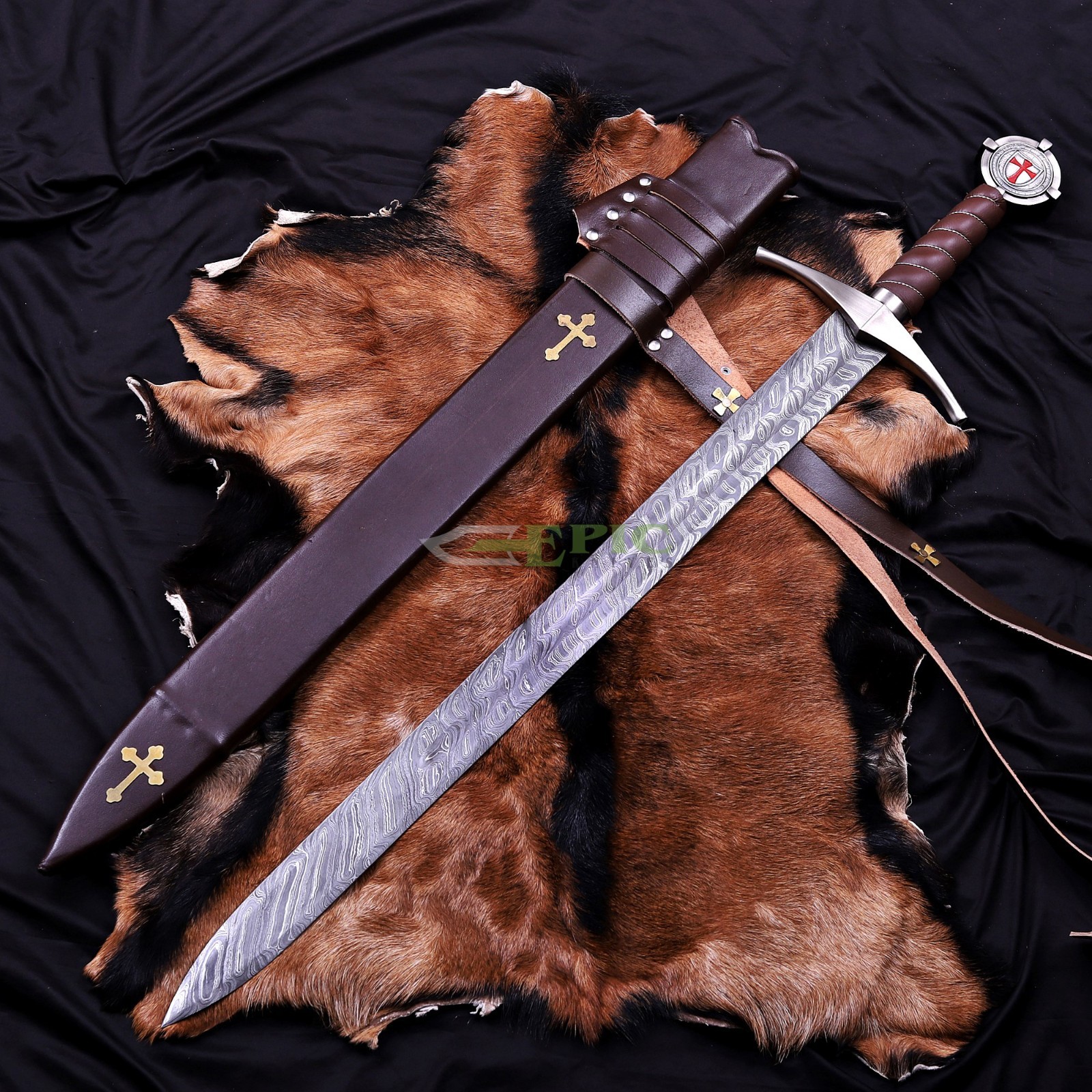 The Accolade Sword of Knights Templar Handmade Collectible Sword Wall Décor The Accolade Sword of Knights Templar Handmade Collectible Sword Wall Décor
