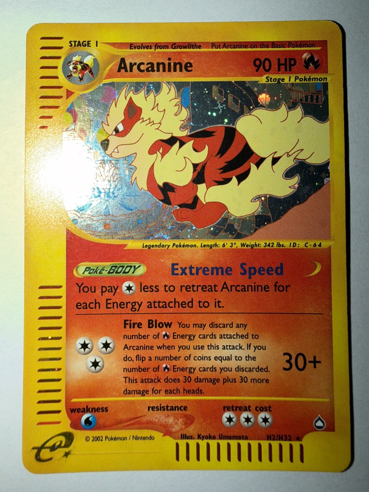 2003 RARE Pokemon Card Arcanine Aquapolis Swirl H2/H32 Reverse Holo NM 2003 RARE Pokemon Card Arcanine Aquapolis Swirl H2/H32 Reverse Holo NM