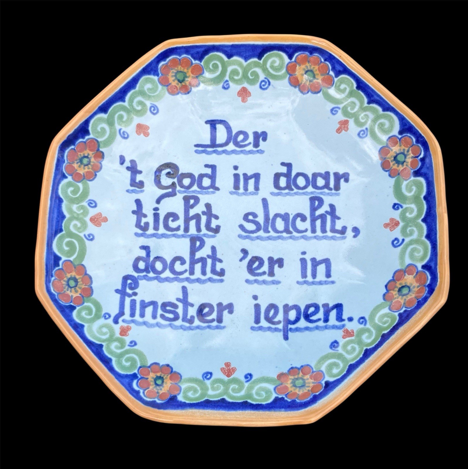 Altena Workum Handwerk Vintage Ceramic PLate Friesland House Blessing Floral 7" Altena Workum Handwerk Vintage Ceramic PLate Friesland House Blessing Floral 7"
