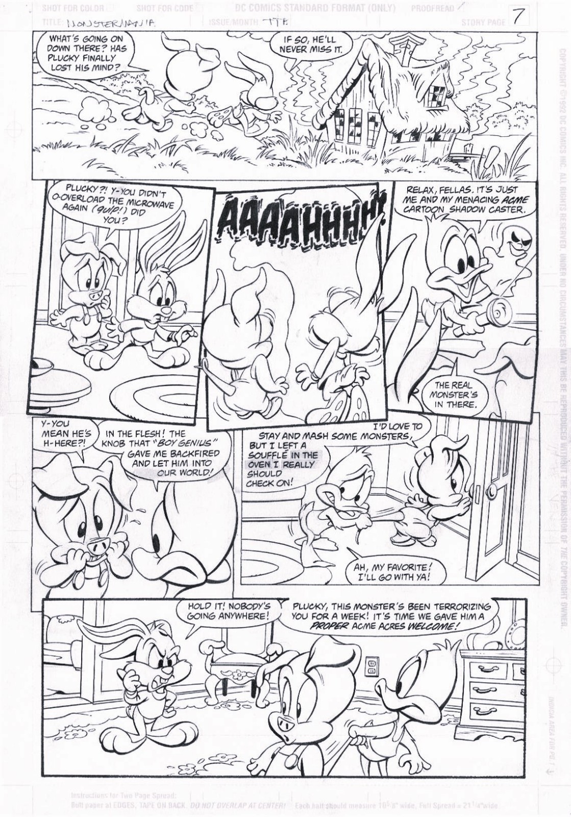 1993 WB DC COMICS TINY TOON ADVENTURES ORIGINAL ART PAGE BUSTER BUNNY PLUCKY PIG 1993 WB DC COMICS TINY TOON ADVENTURES ORIGINAL ART PAGE BUSTER BUNNY PLUCKY PIG