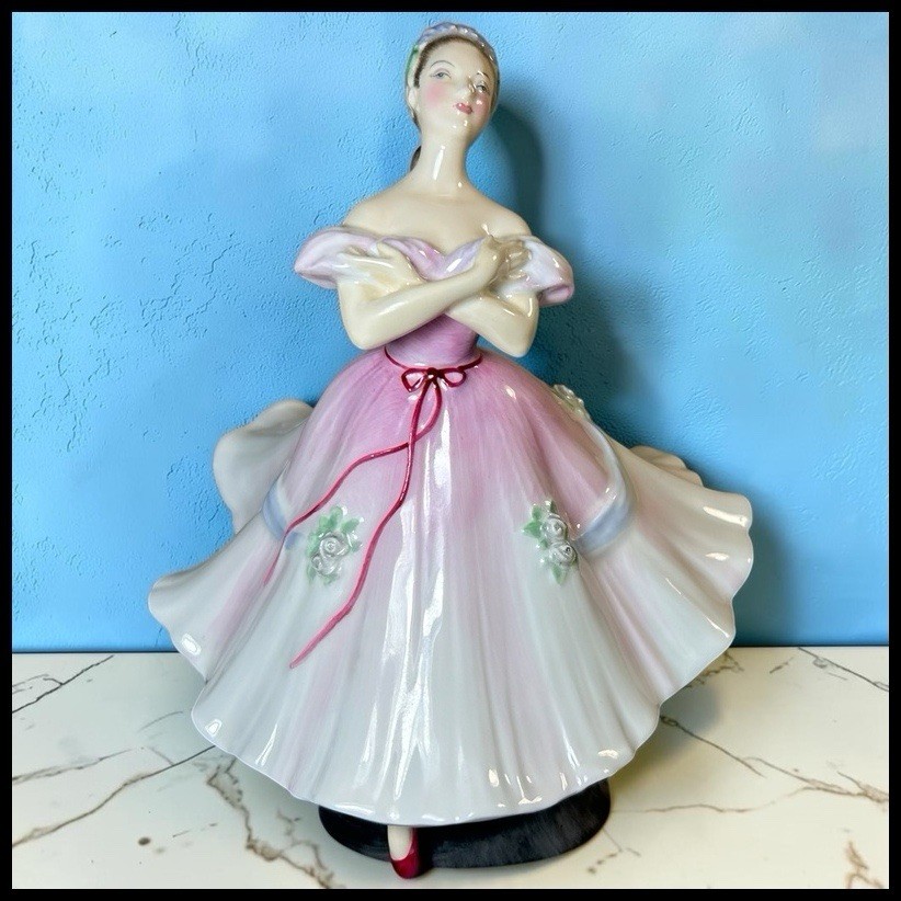 Vintage Royal Doulton The Ballerina Figurine HN2116 Pink Tutu Dancer Fan 1950s