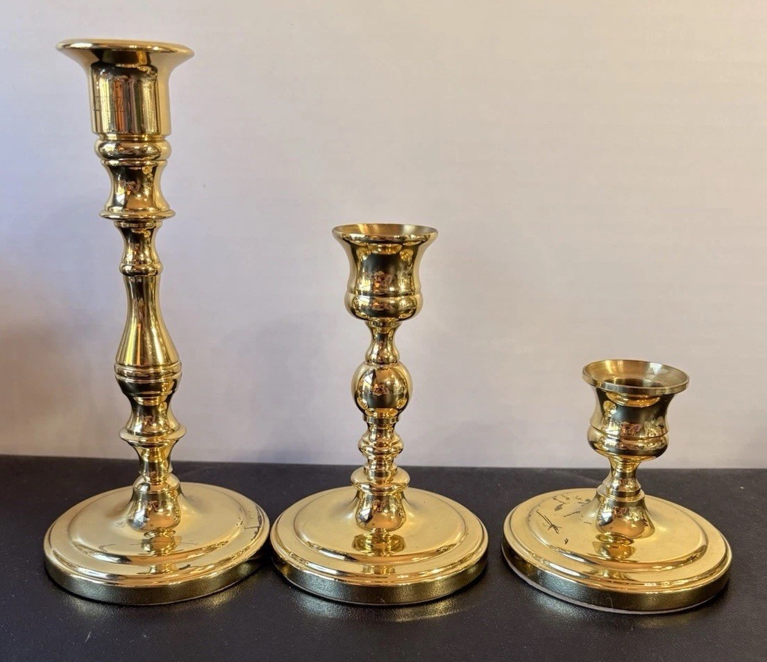 Baldwin Brass Candlesticks Set of 3 Graduated.   333
