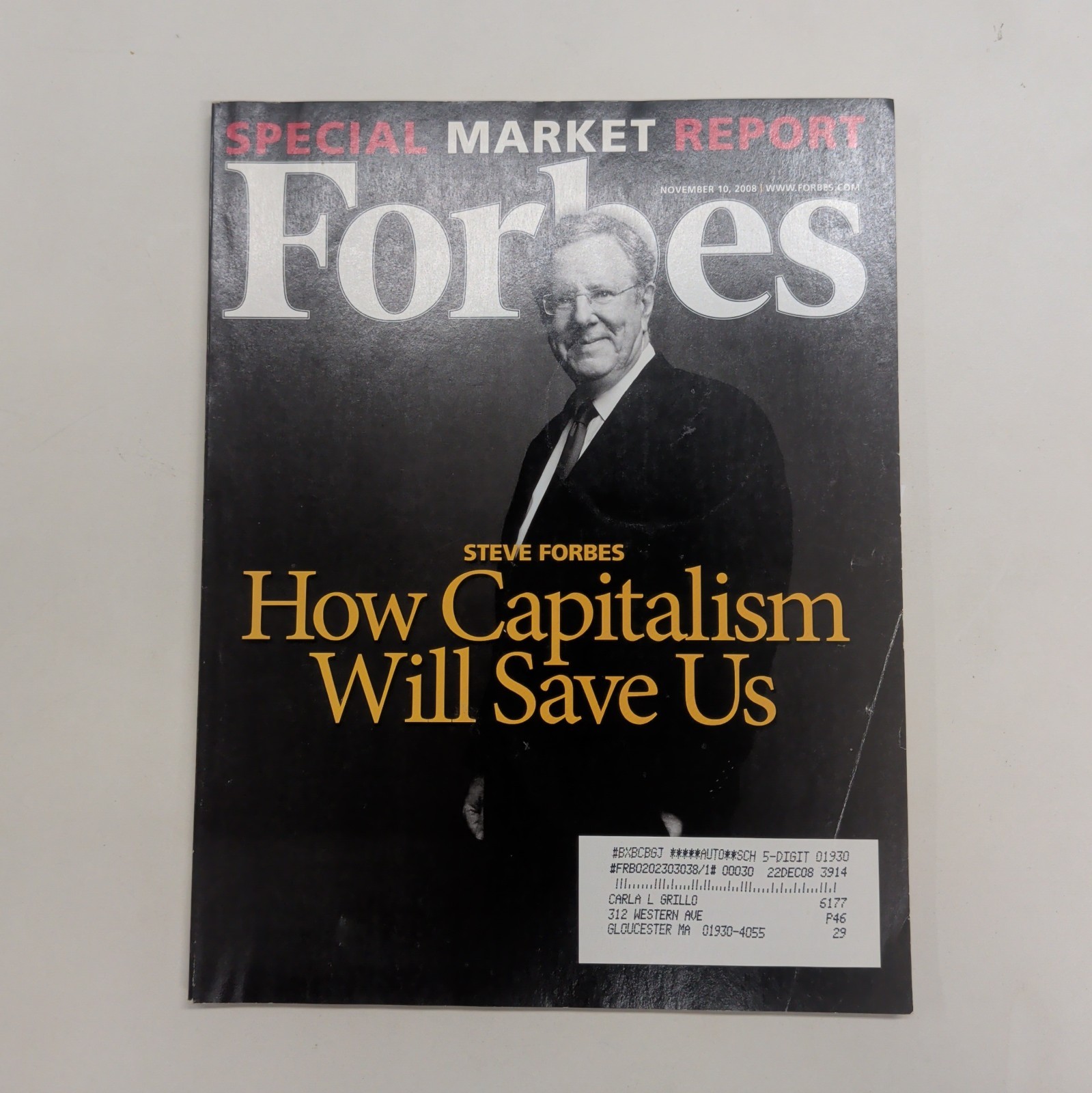 Vtg Forbes November 2008 Magazine - How Capitalism Will Save Us - Steve Forbes Vtg Forbes November 2008 Magazine - How Capitalism Will Save Us - Steve Forbes