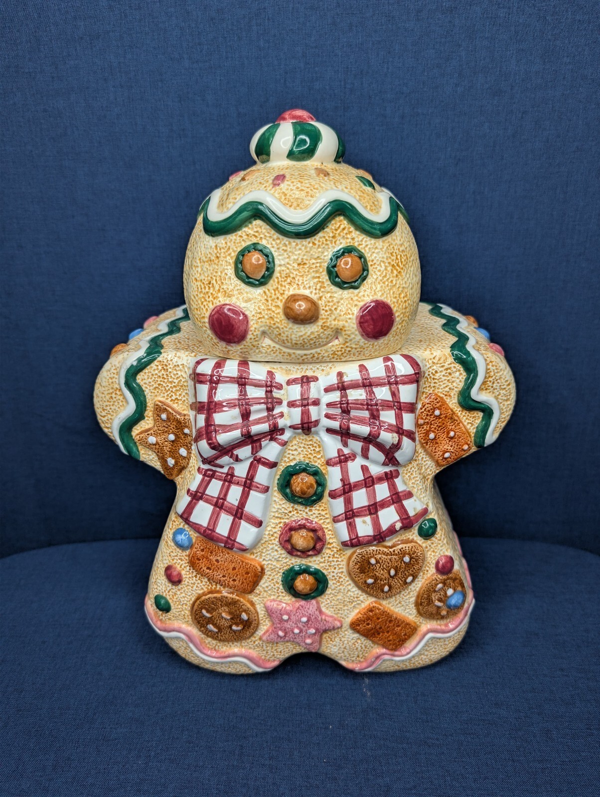 Vintage 1996 Jay Import Gingerbread Man Cookie Jar Ceramic Christmas w/ Lid Vintage 1996 Jay Import Gingerbread Man Cookie Jar Ceramic Christmas w/ Lid