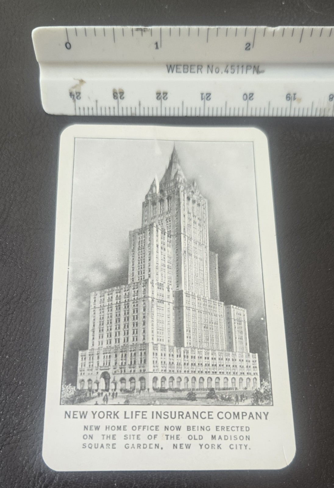 Vintage 1928 Advertising Wallet Calendar Card New York Life Insurance Building 