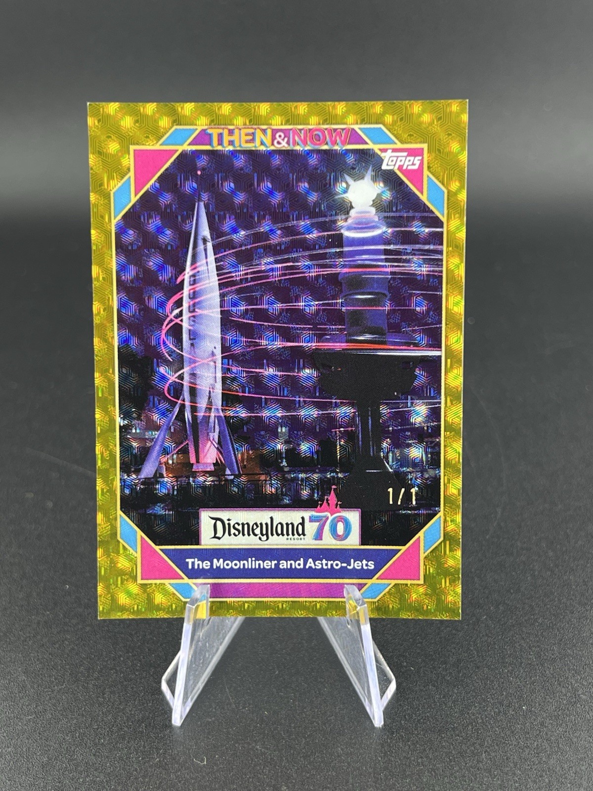 2025 Topps Disneyland 70 Then & Now Moonliner and Astro-Jets 1/1 Gold Refractor 2025 Topps Disneyland 70 Then & Now Moonliner and Astro-Jets 1/1 Gold Refractor