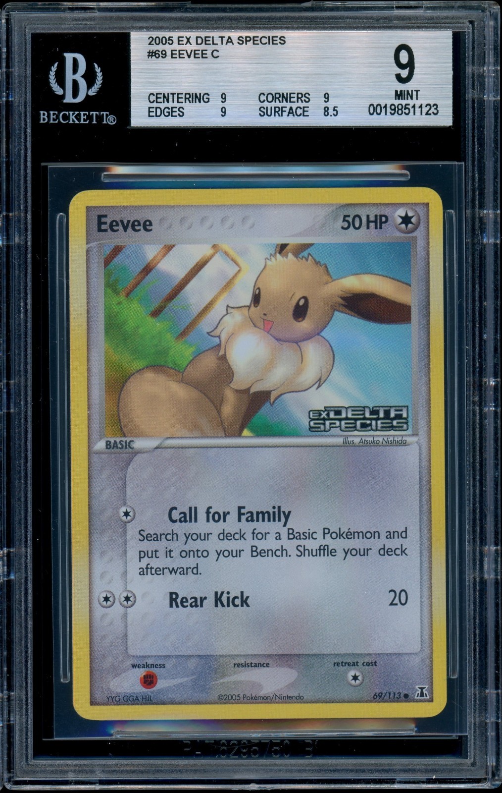 Pokemon EX DELTA SPECIES - #69/113 Eevee - Reverse Holo - ENG - BGS 9 MINT