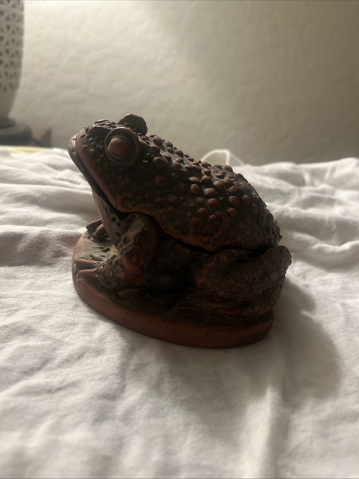 Vintage Japanese Cast-Metal Toad Trinket Box