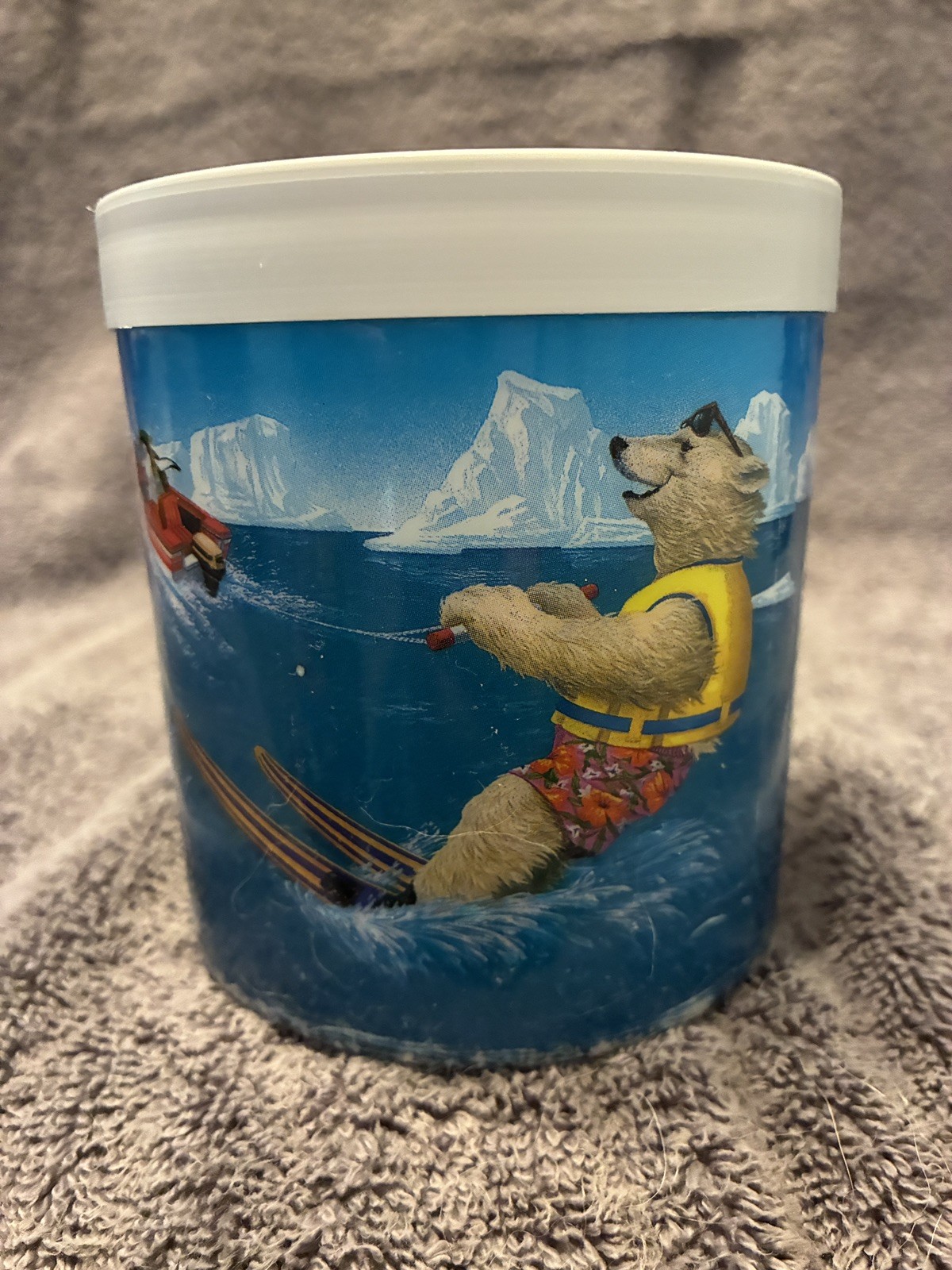 Vintage “The Fridge - Cools Like Ice” polar bear water skiing/can cozy HTF Vintage “The Fridge - Cools Like Ice” polar bear water skiing/can cozy HTF