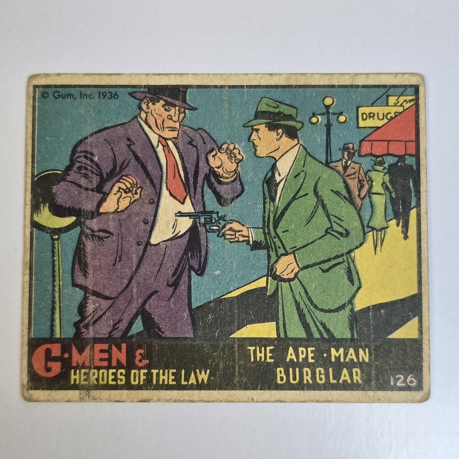 G-Men & Heroes of the Law Gum Inc, #126 The Ape-Man Burglar Vintage 1936 G-Men & Heroes of the Law Gum Inc, #126 The Ape-Man Burglar Vintage 1936