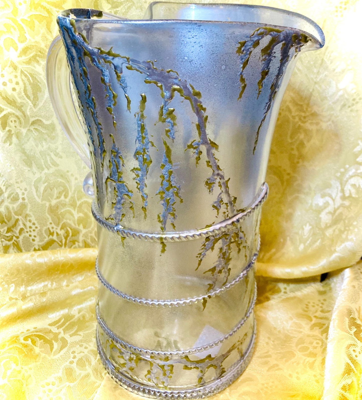 KINTSUGI VASE AMALIA SILVER GOLD TONE BOHEMIAN GLASS JULISKA 9" HAND MADE NEW KINTSUGI VASE AMALIA SILVER GOLD TONE BOHEMIAN GLASS JULISKA 9" HAND MADE NEW