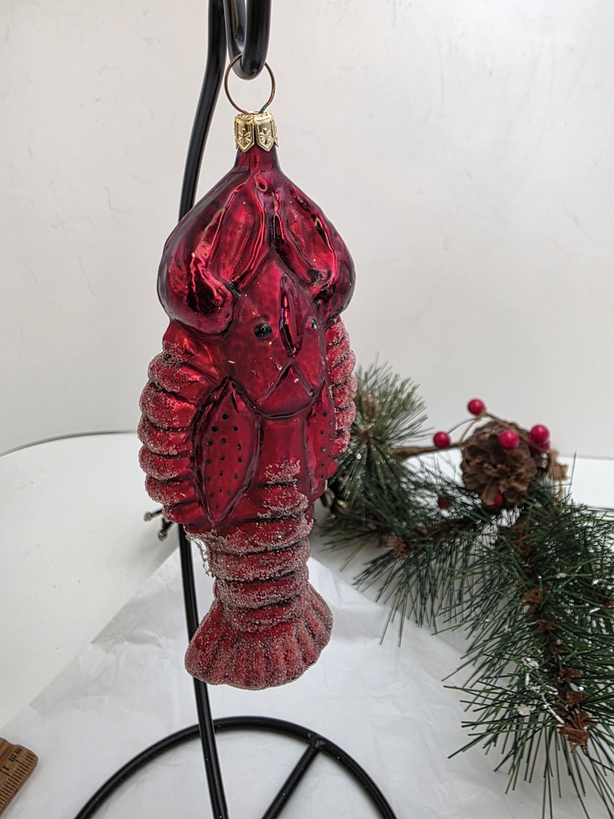 1997 Christopher Radko Rock Lobster Red Glass Christmas Ornament 5.5" VTG