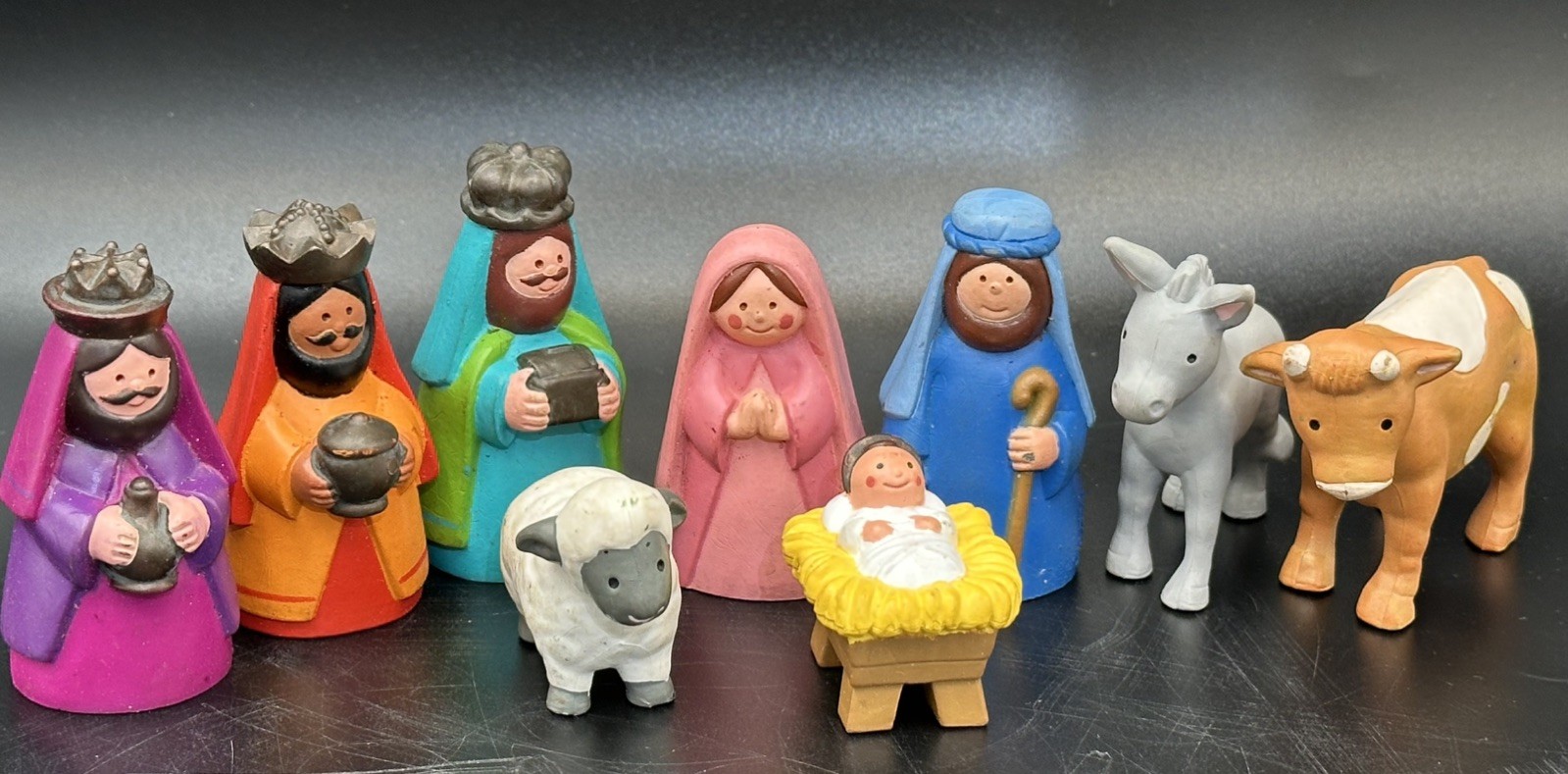 Vintage 1993 Avon Kids My First Christmas Nativity Complete 9 Piece Figure Set