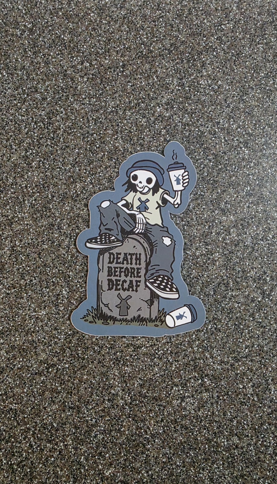 Dutch Bros Death Before Decaf Sticker October 2026 Halloween Skeleton NEW