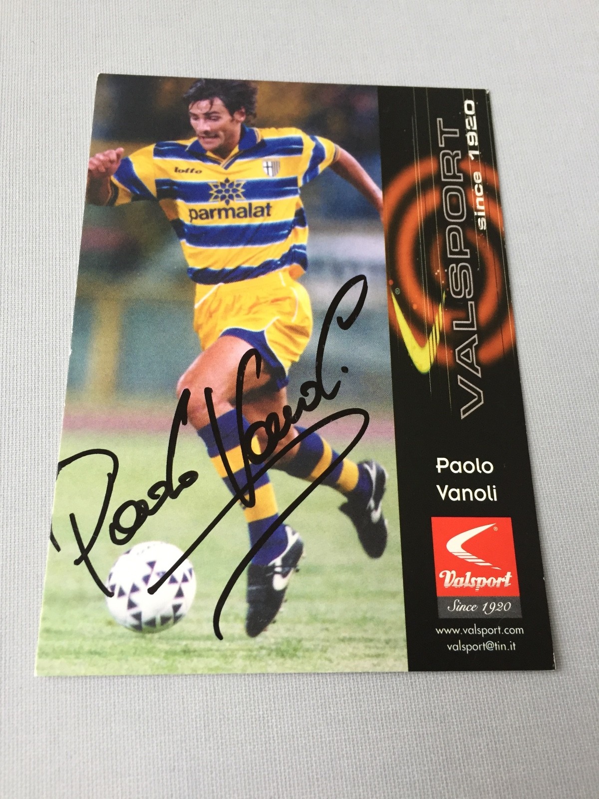 Paolo Vanoli AC Parma signed rare autograph card 9.5x13.5