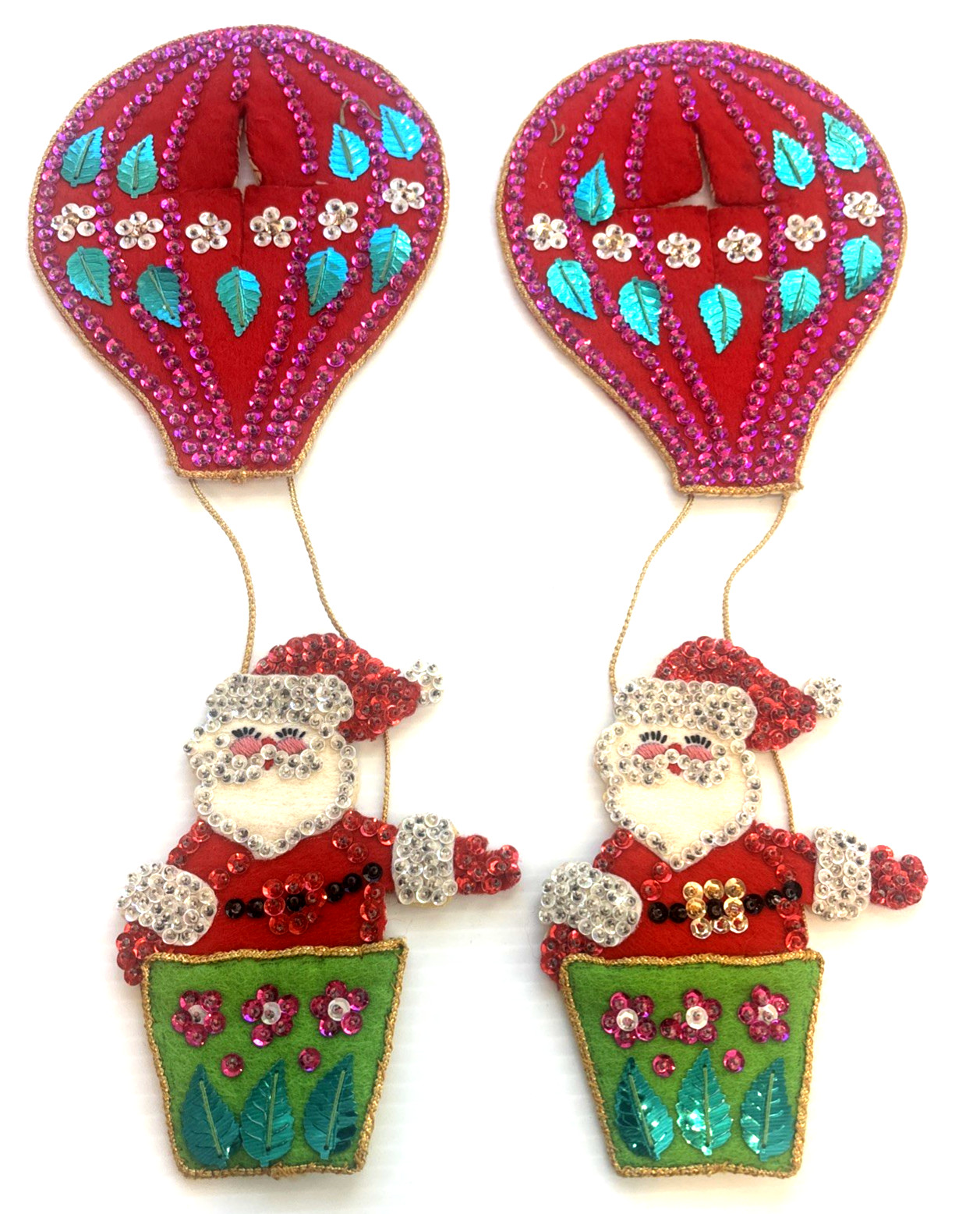 VTG 1960s LOT of 2 Bucilla Christmas Santa Claus Hot Air Balloon Doorknob Covers VTG 1960s LOT of 2 Bucilla Christmas Santa Claus Hot Air Balloon Doorknob Covers
